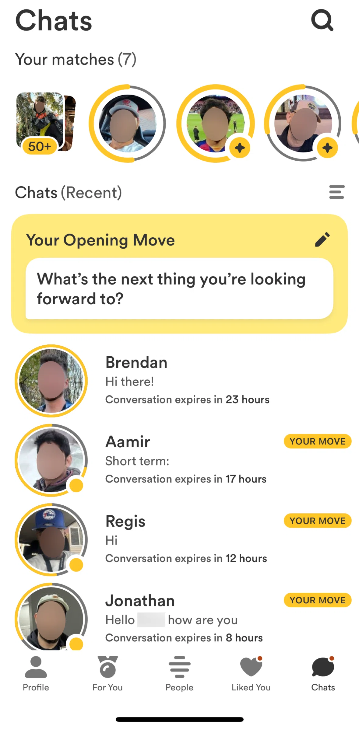Bumble Screen screen in the Searching a chat flow