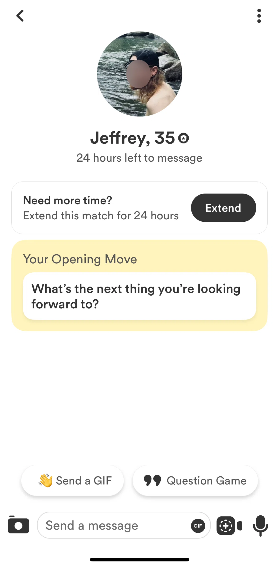 Bumble Screen screen in the Sending a GIF flow