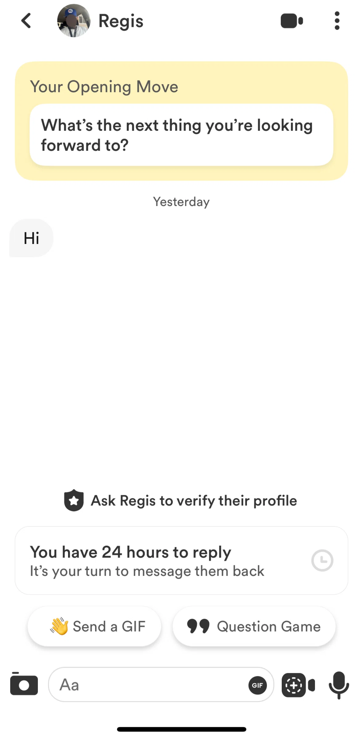 Bumble Screen screen in the Sending a picture flow
