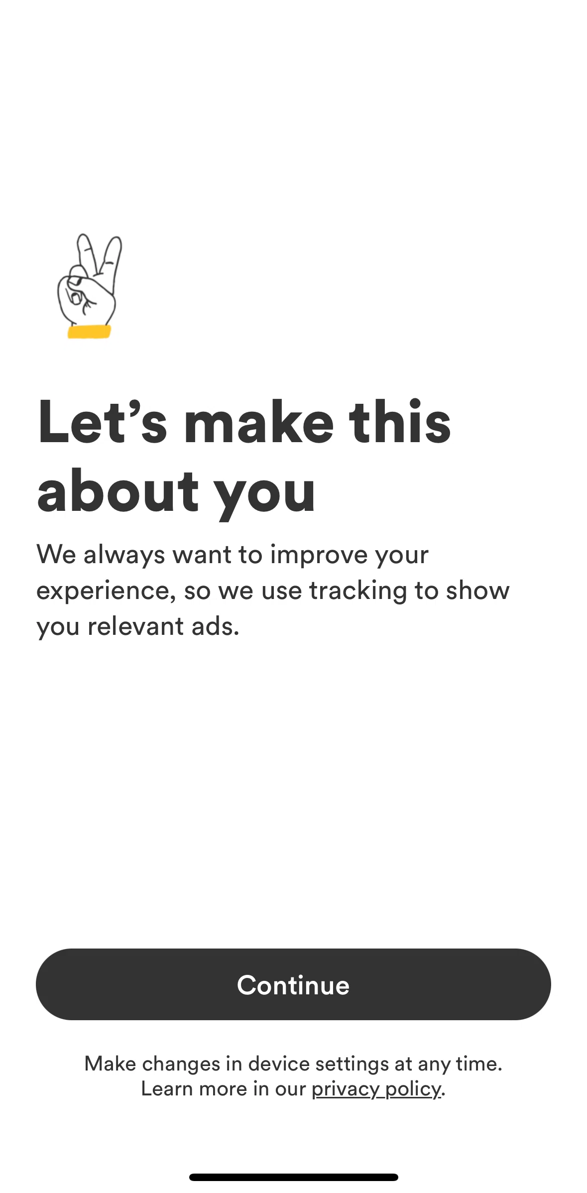 Bumble Screen screen in the Setting up my account flow