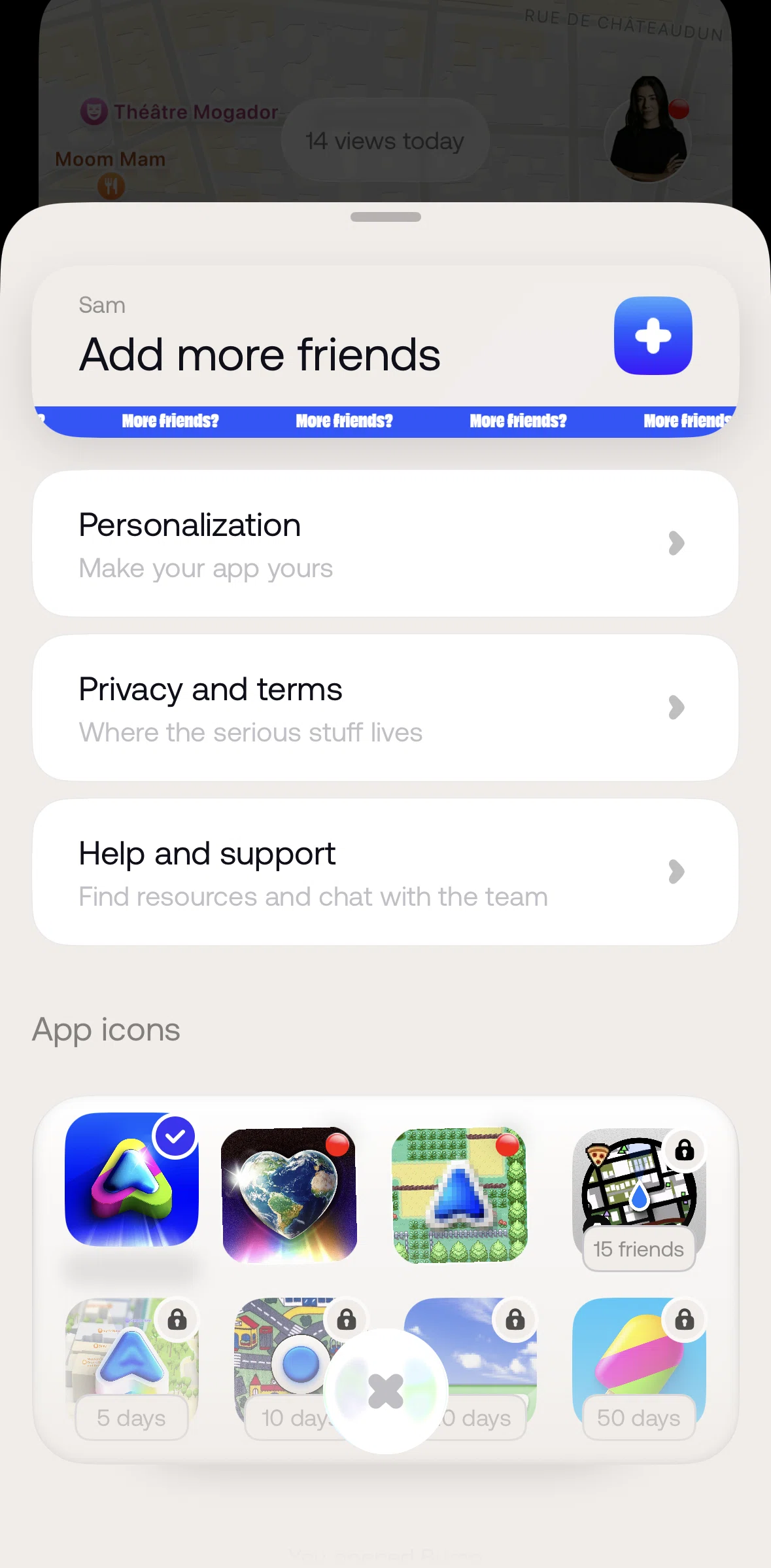 Bump Screen screen in the Changing app icon flow