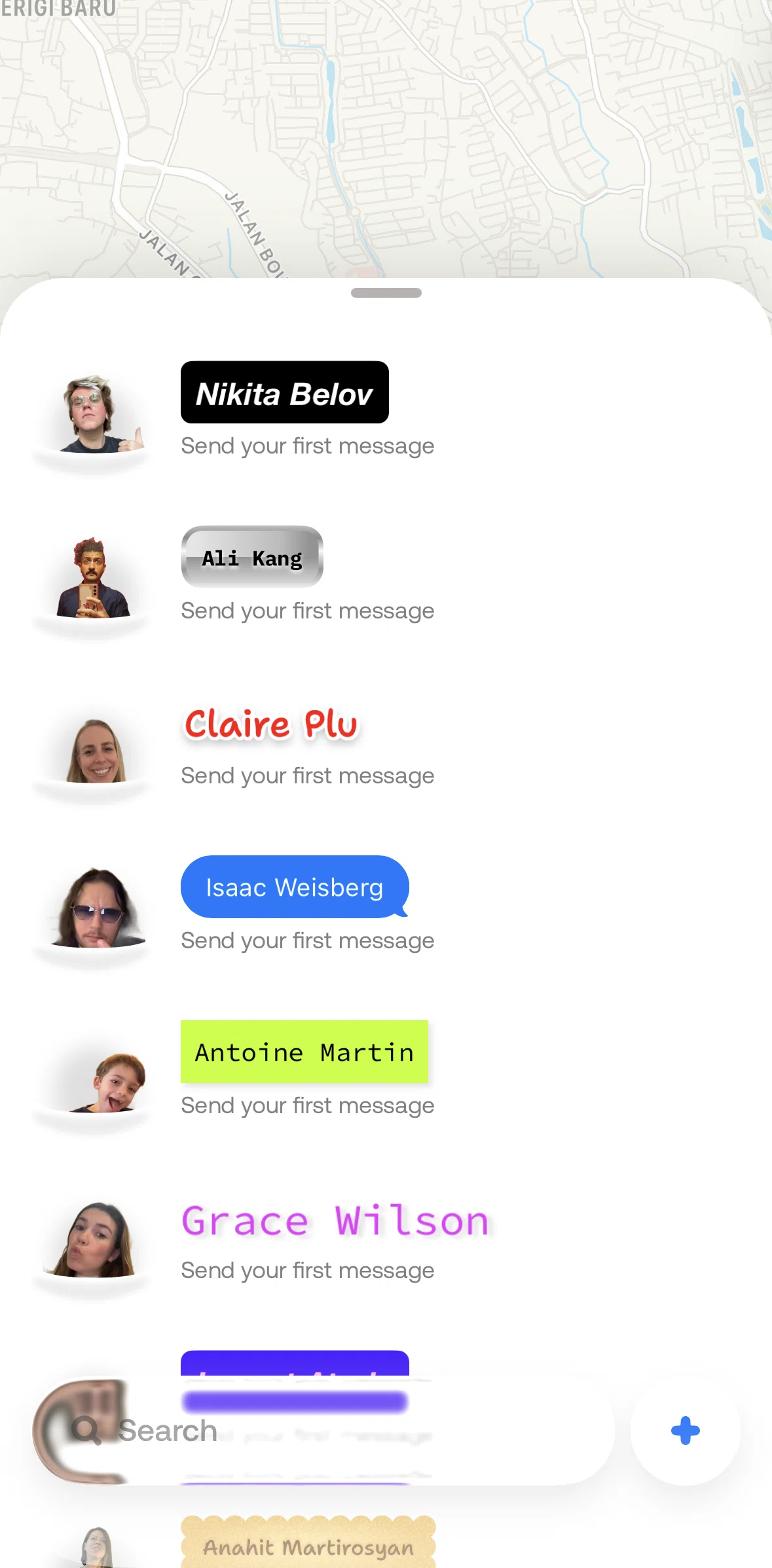 Bump Screen screen in the Creating a group chat flow