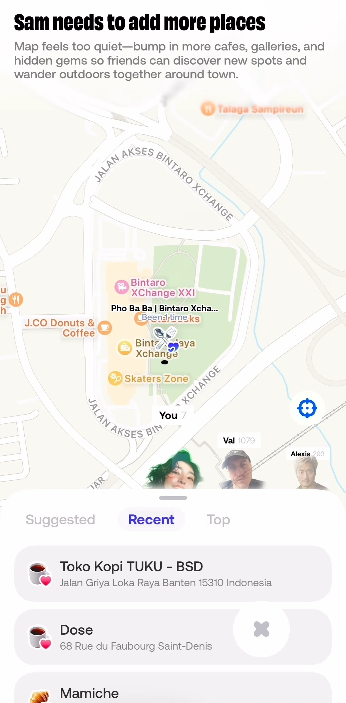 Bump Screen screen in the Saving a place (other user) flow