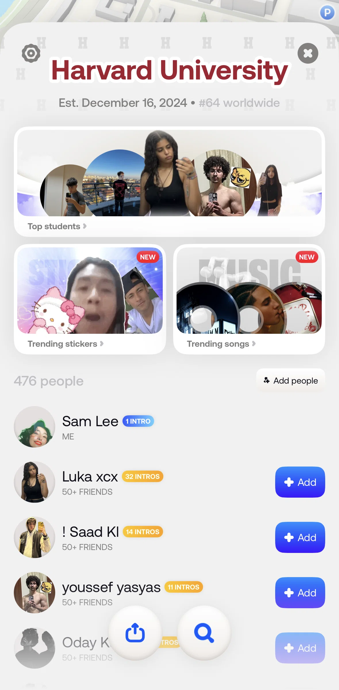 Bump Screen screen in the Trending songs flow
