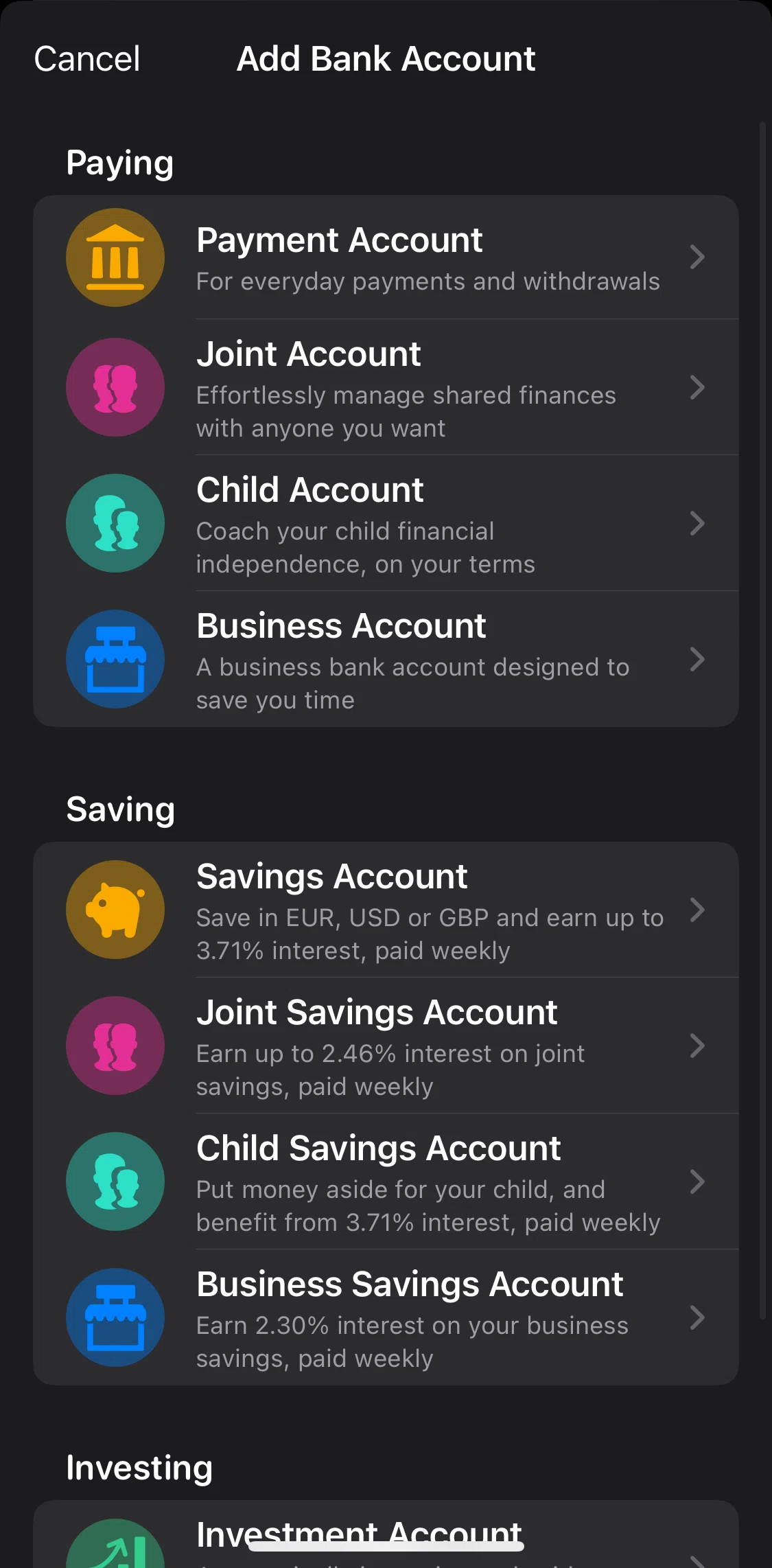 bunq Screen screen in the Adding a joint account flow