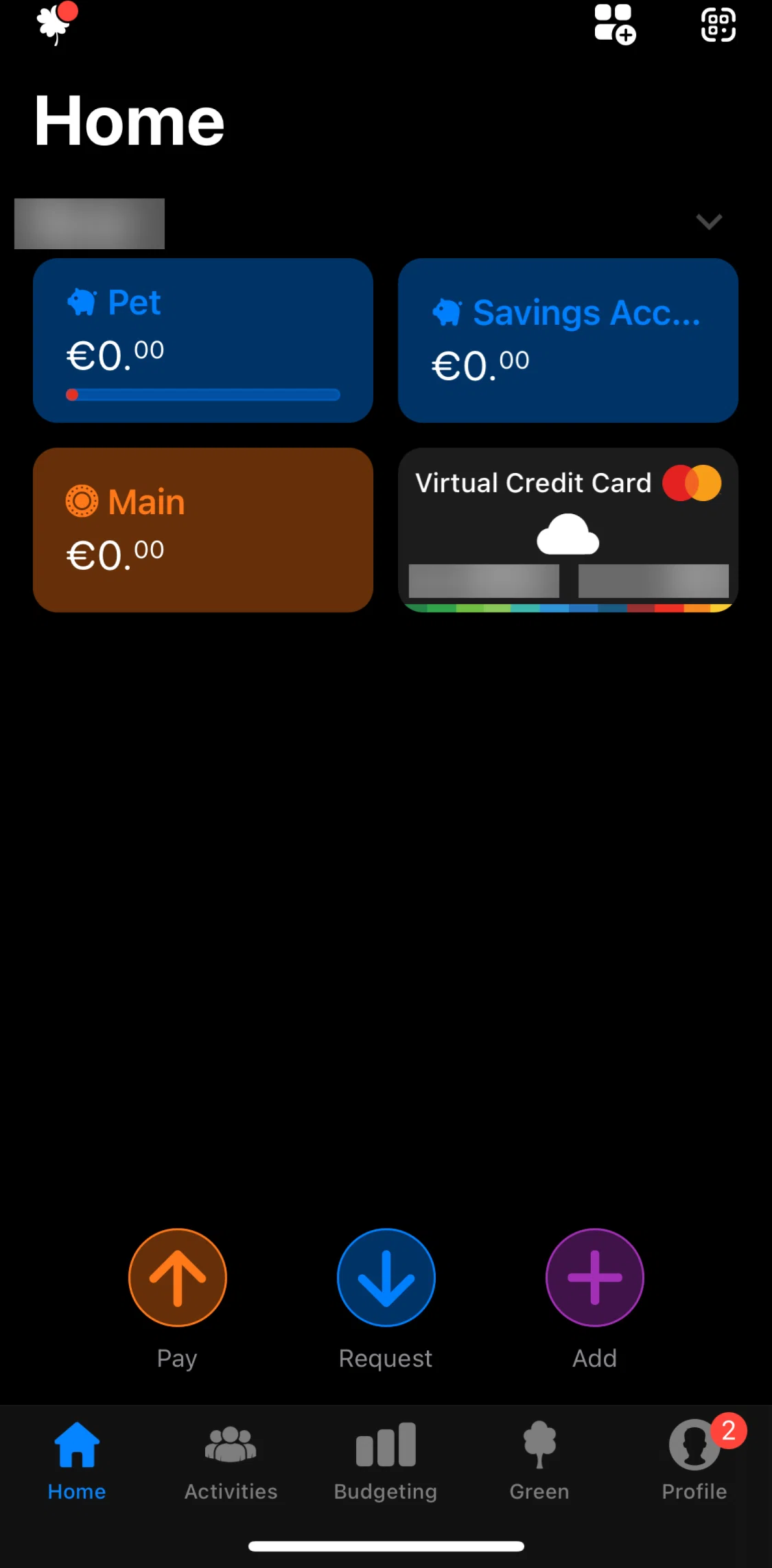 bunq Screen screen in the Adding money flow