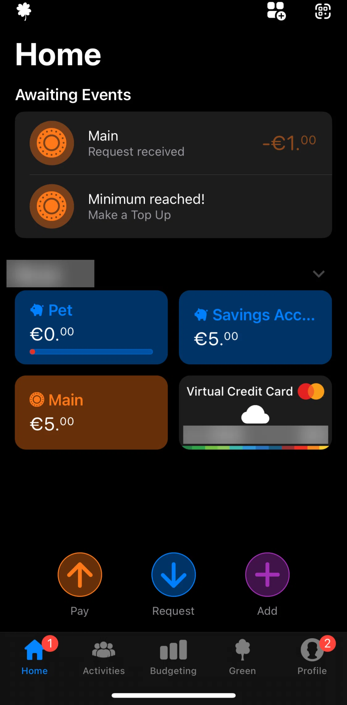 bunq Screen screen in the Approving a request flow