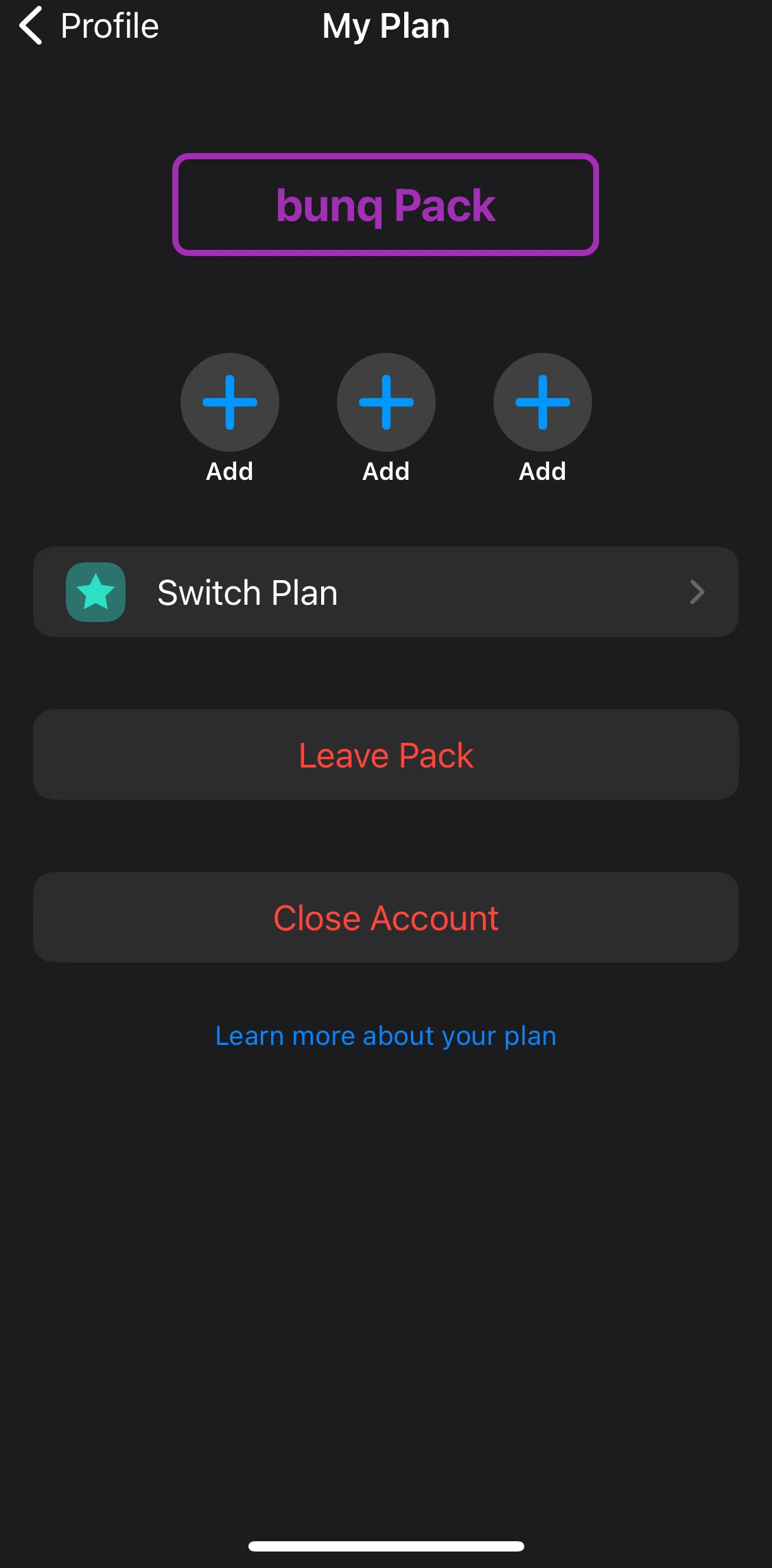 bunq Screen screen in the Close bunq account flow
