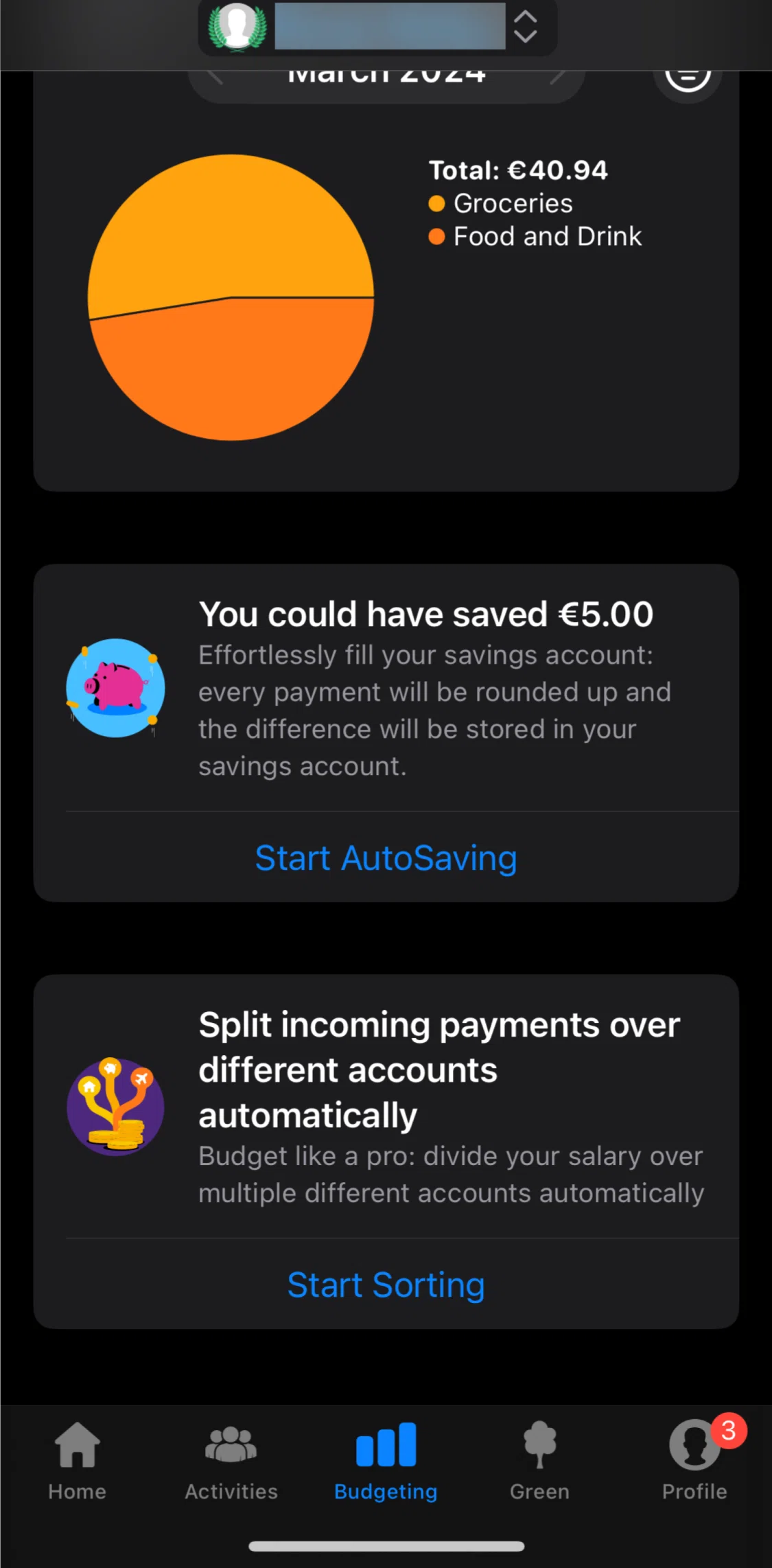 bunq Screen screen in the Enabling autosave flow