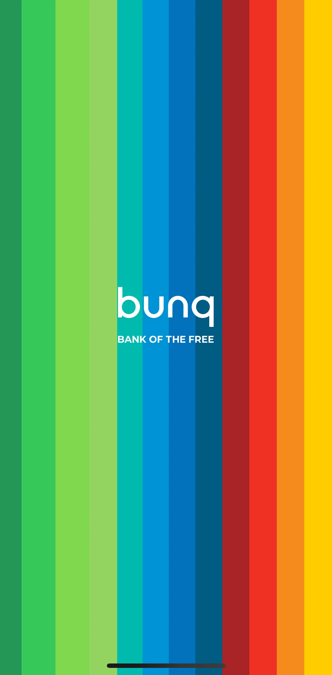 bunq Screen screen in the Logging in flow