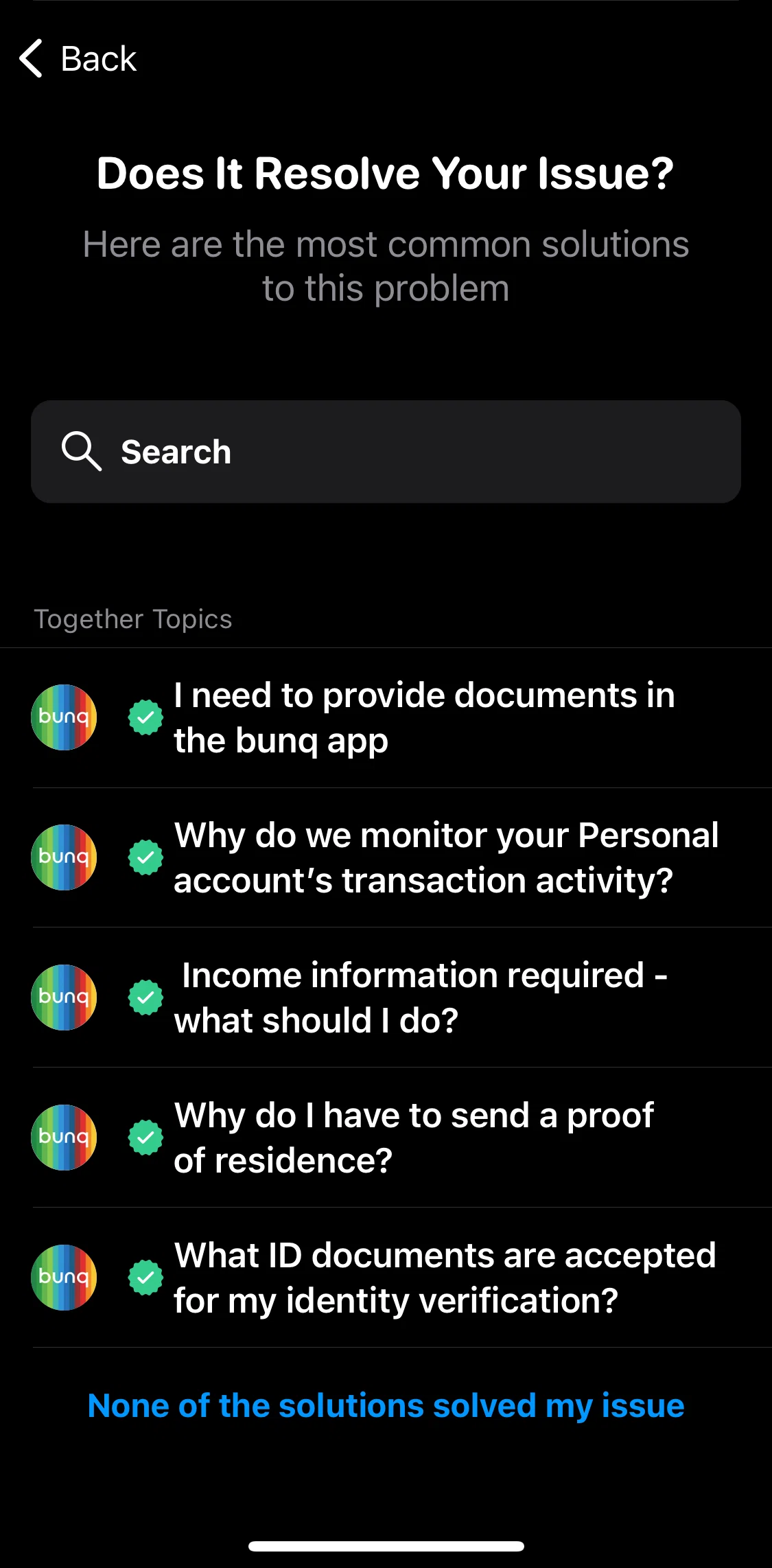 bunq Screen screen in the Recording feedback flow