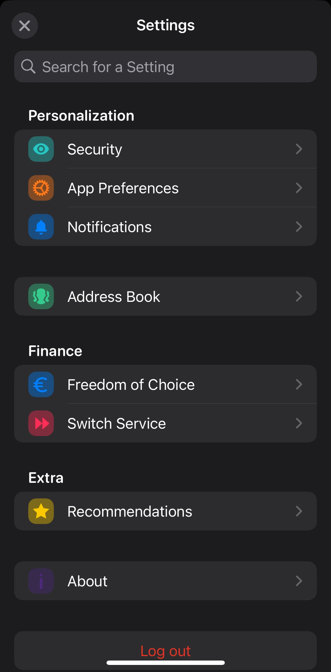bunq Screen screen in the Security settings flow