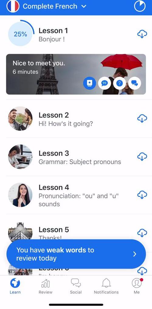 Busuu Learning preview