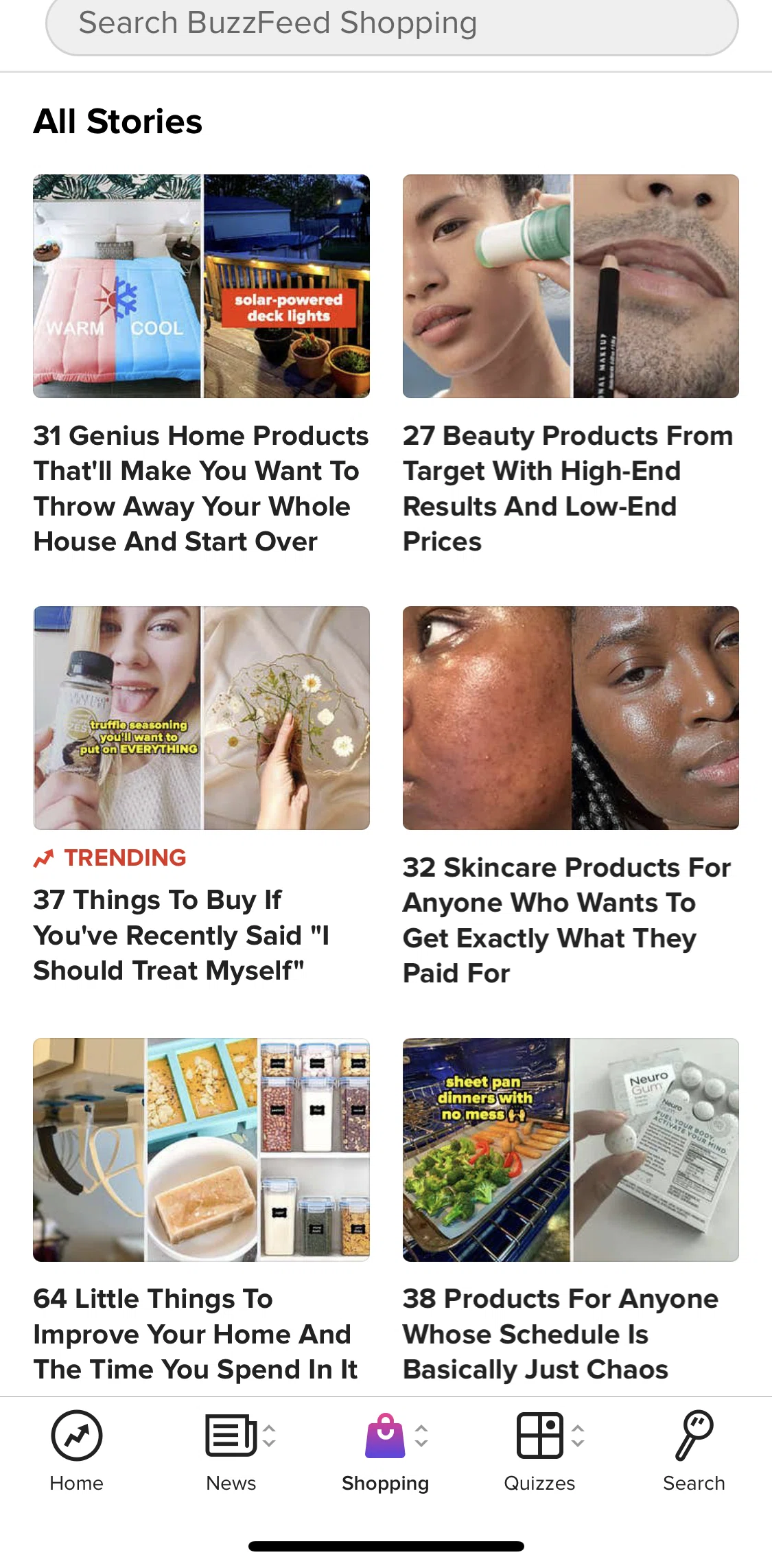 BuzzFeed Screen screen in the Article detail (product recommendations) flow