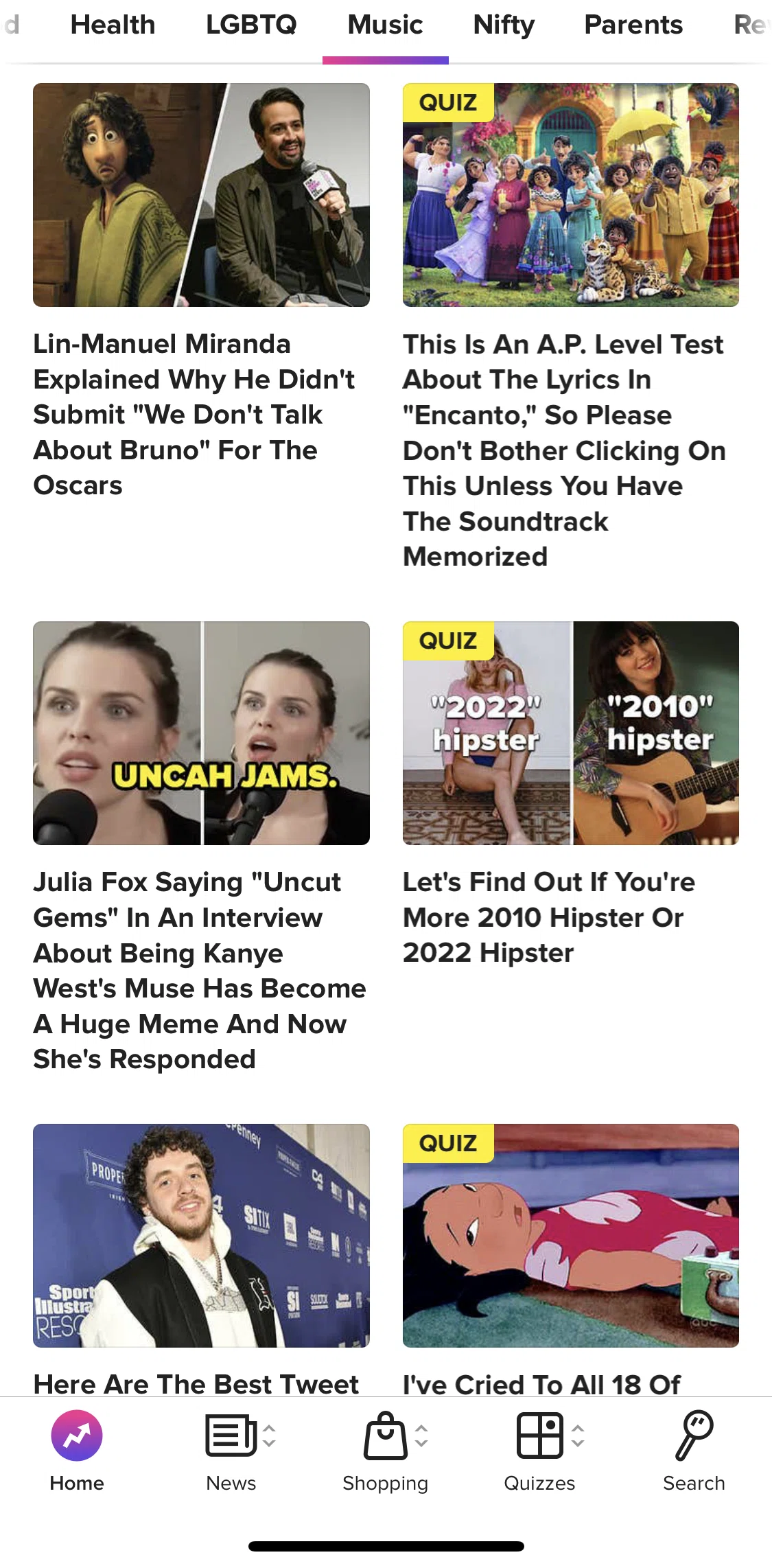 BuzzFeed Screen screen in the Article detail flow
