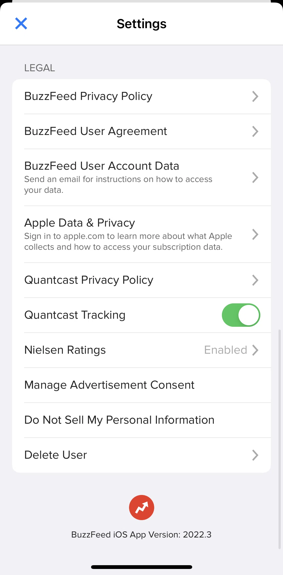 BuzzFeed Screen screen in the Do not sell my data flow