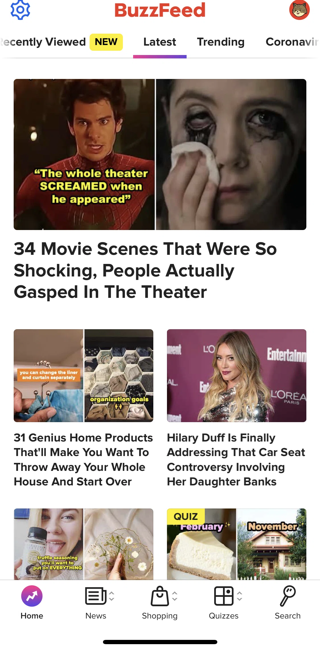 BuzzFeed Screen screen in the Home flow