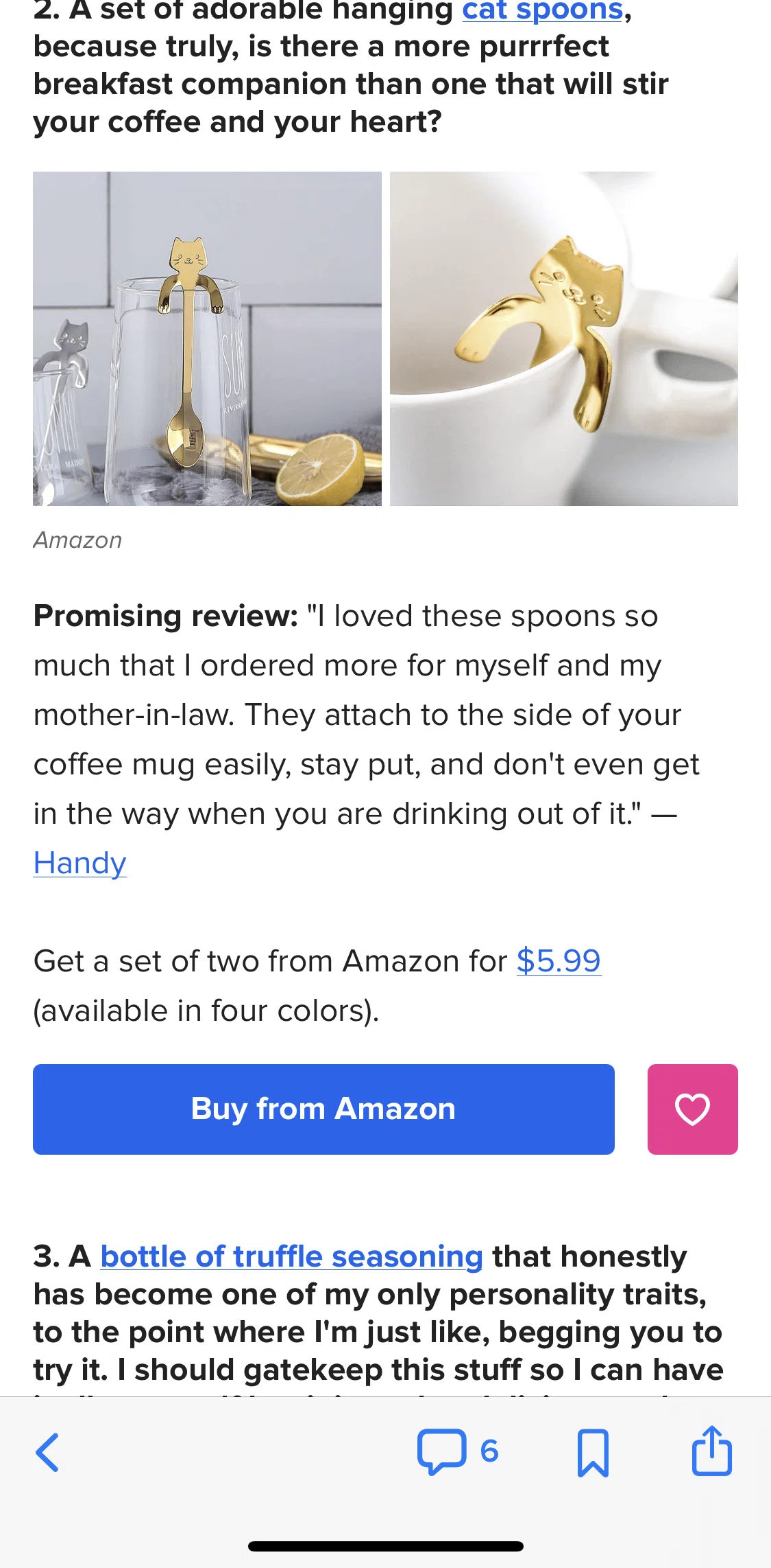 BuzzFeed Screen screen in the Saving a product to wishlist flow