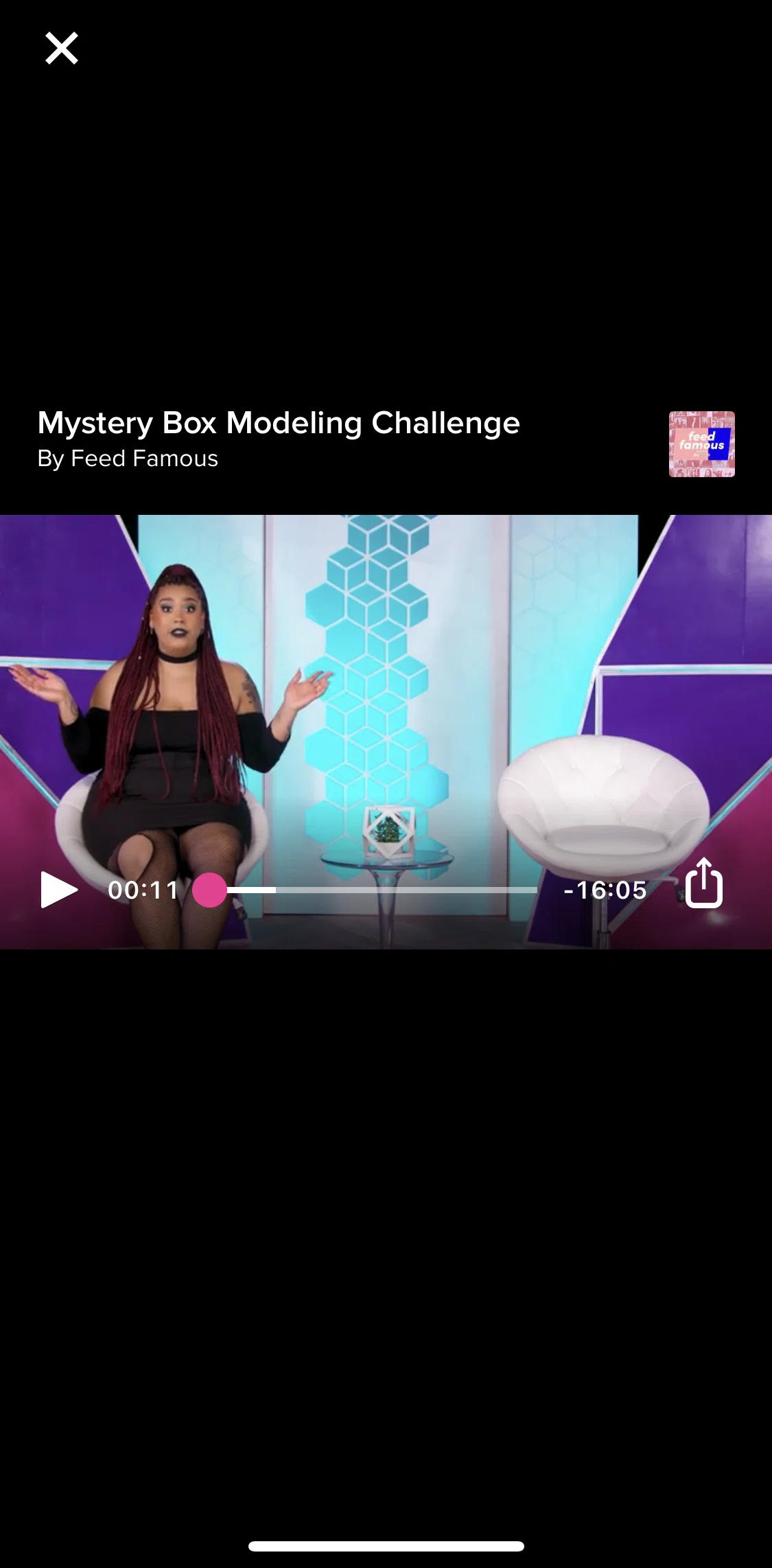 BuzzFeed Screen screen in the Sharing a video flow