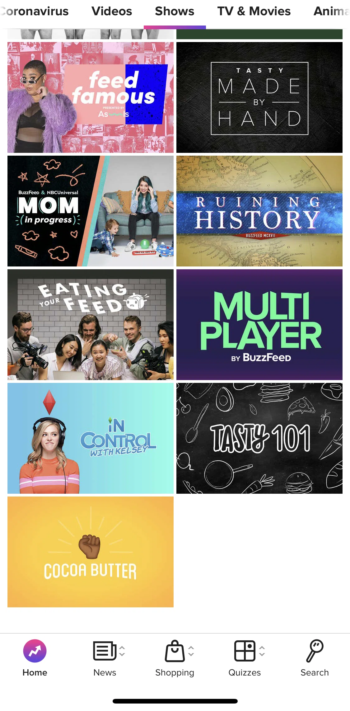 BuzzFeed Screen screen in the Show detail flow