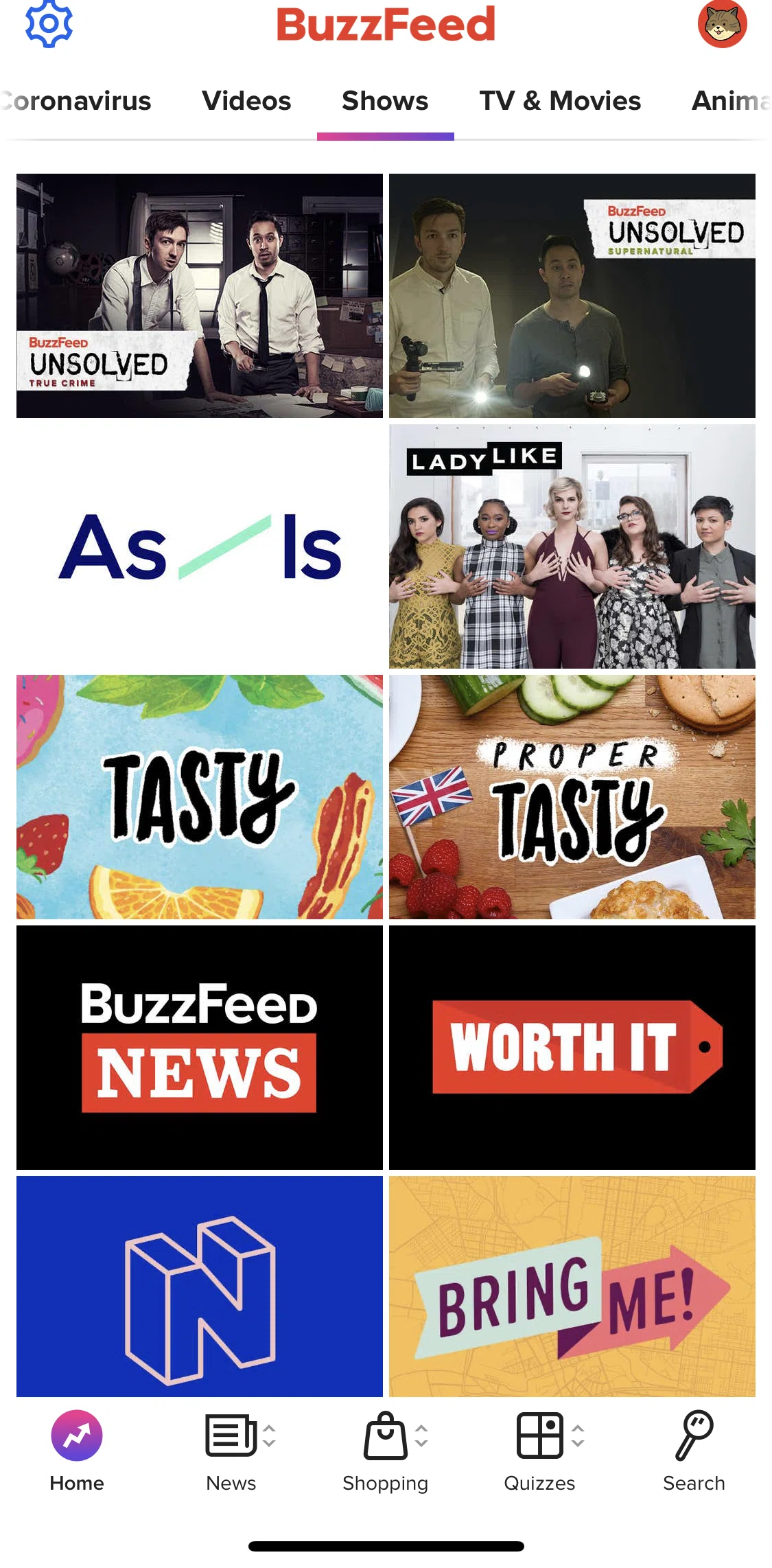 BuzzFeed Screen screen in the Shows flow