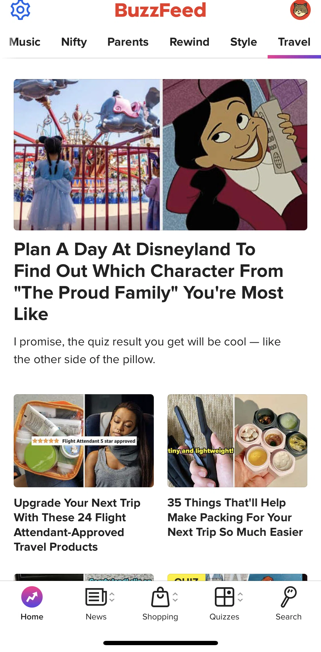 BuzzFeed Screen screen in the Taking a quiz flow