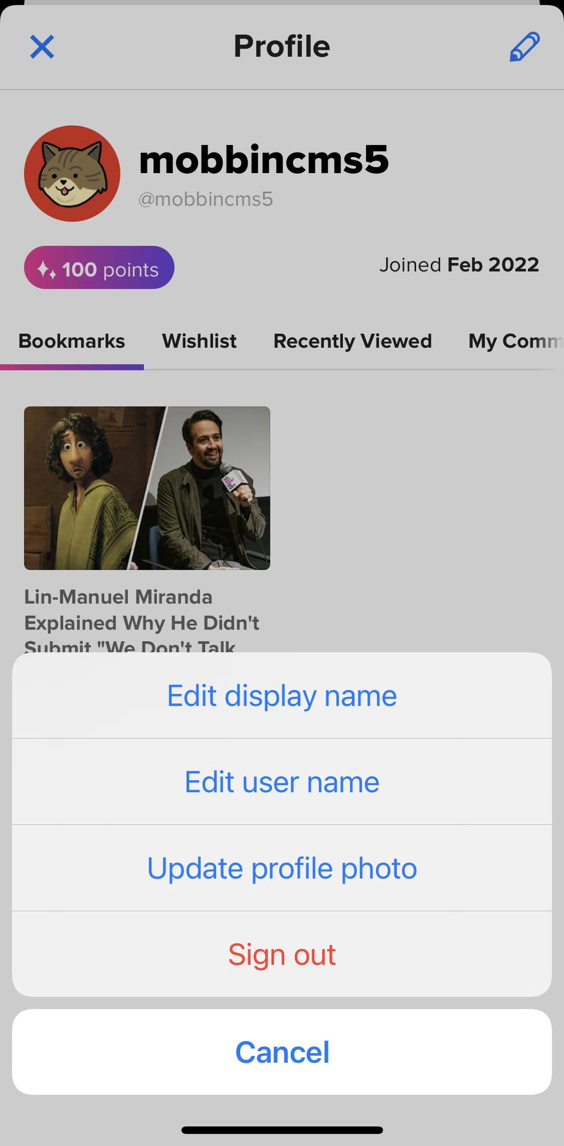 BuzzFeed Screen screen in the Updating profile photo flow