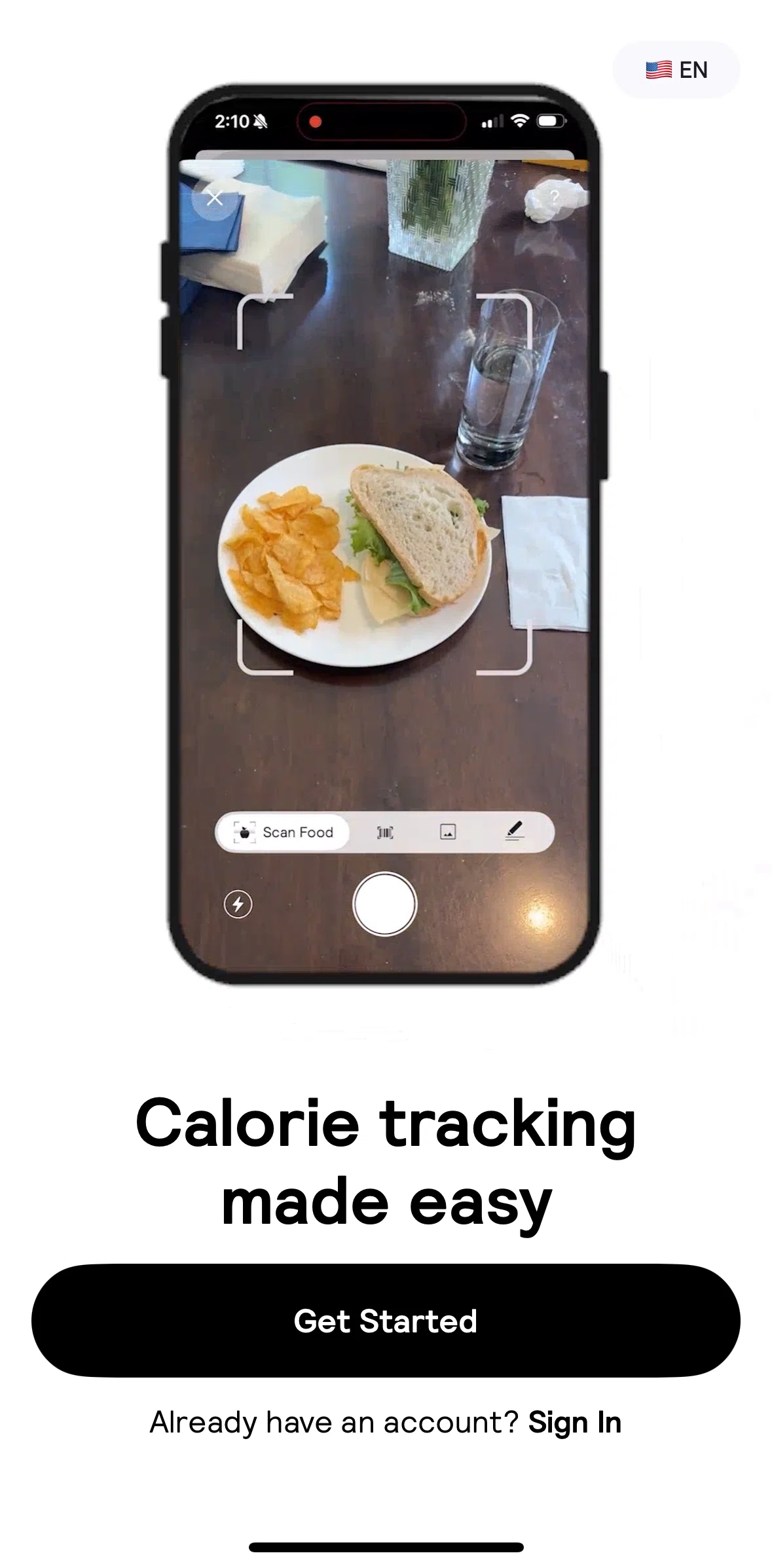 Cal AI Screen screen in the Logging in flow