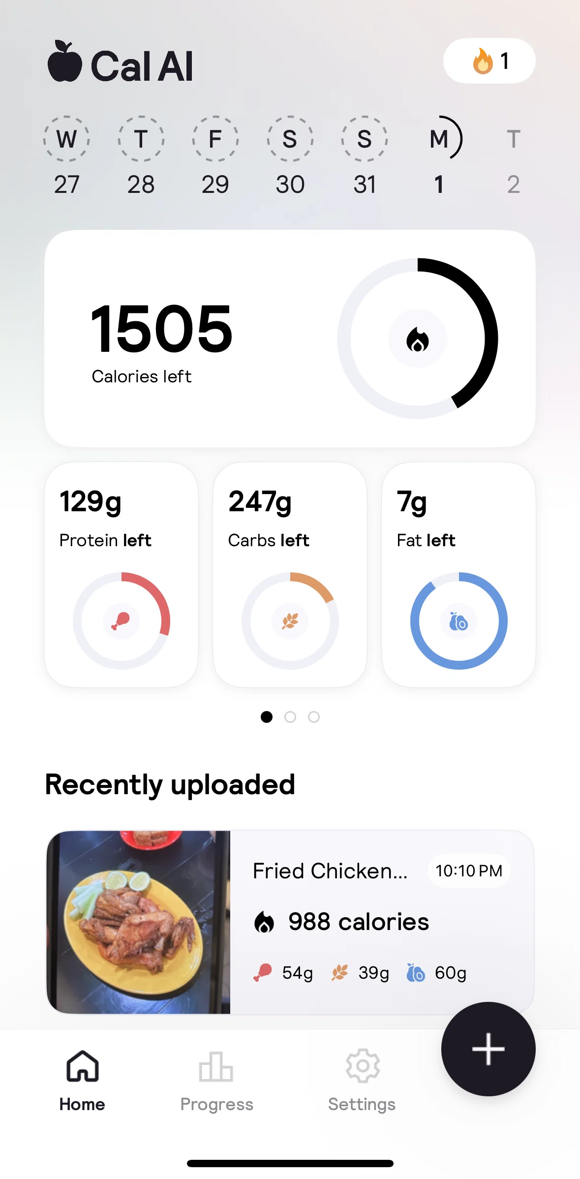 Cal AI Screen screen in the Settings flow