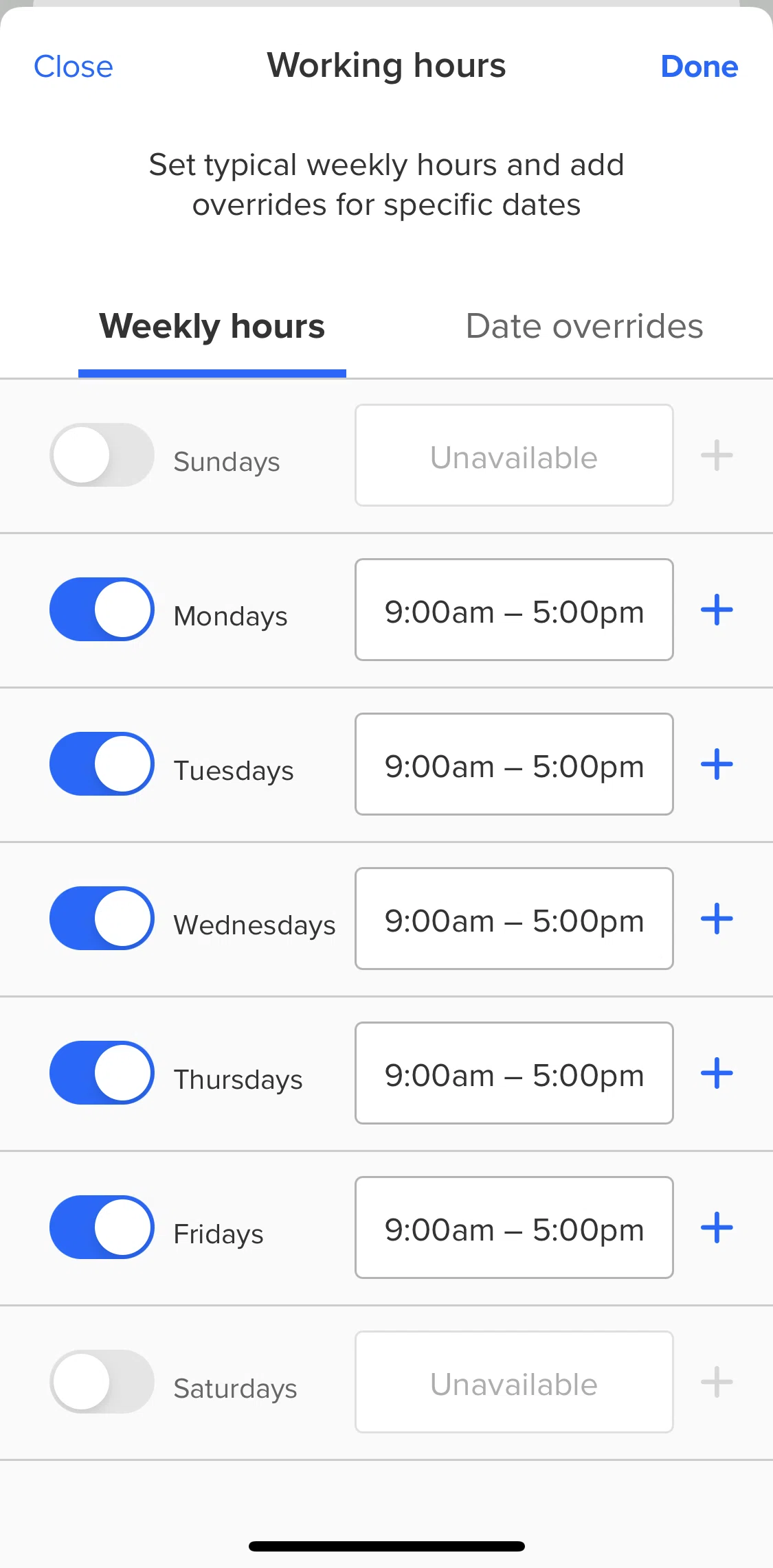 Calendly Screen screen in the Adding a date override flow