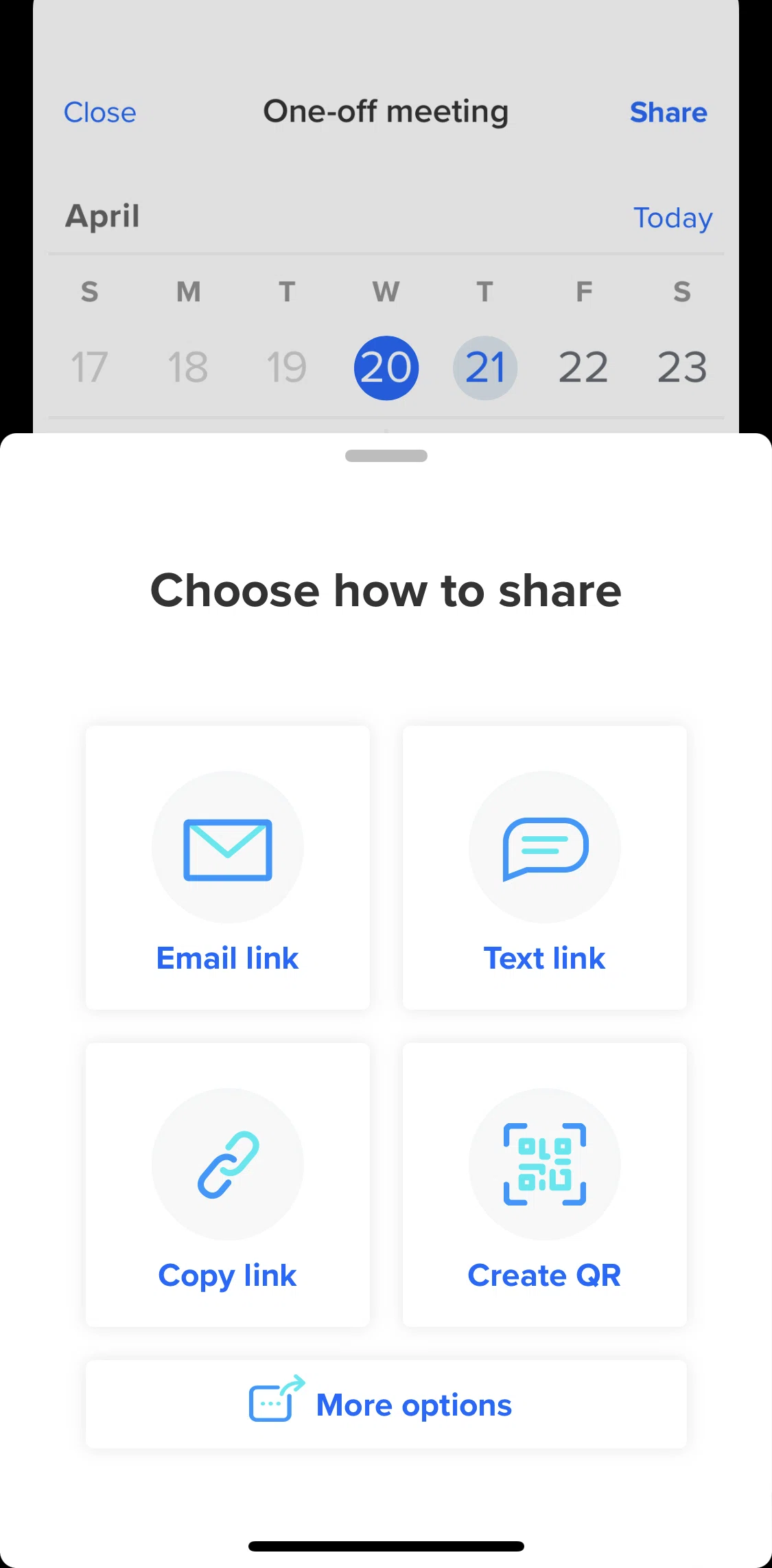 Calendly Screen screen in the Creating a QR code flow