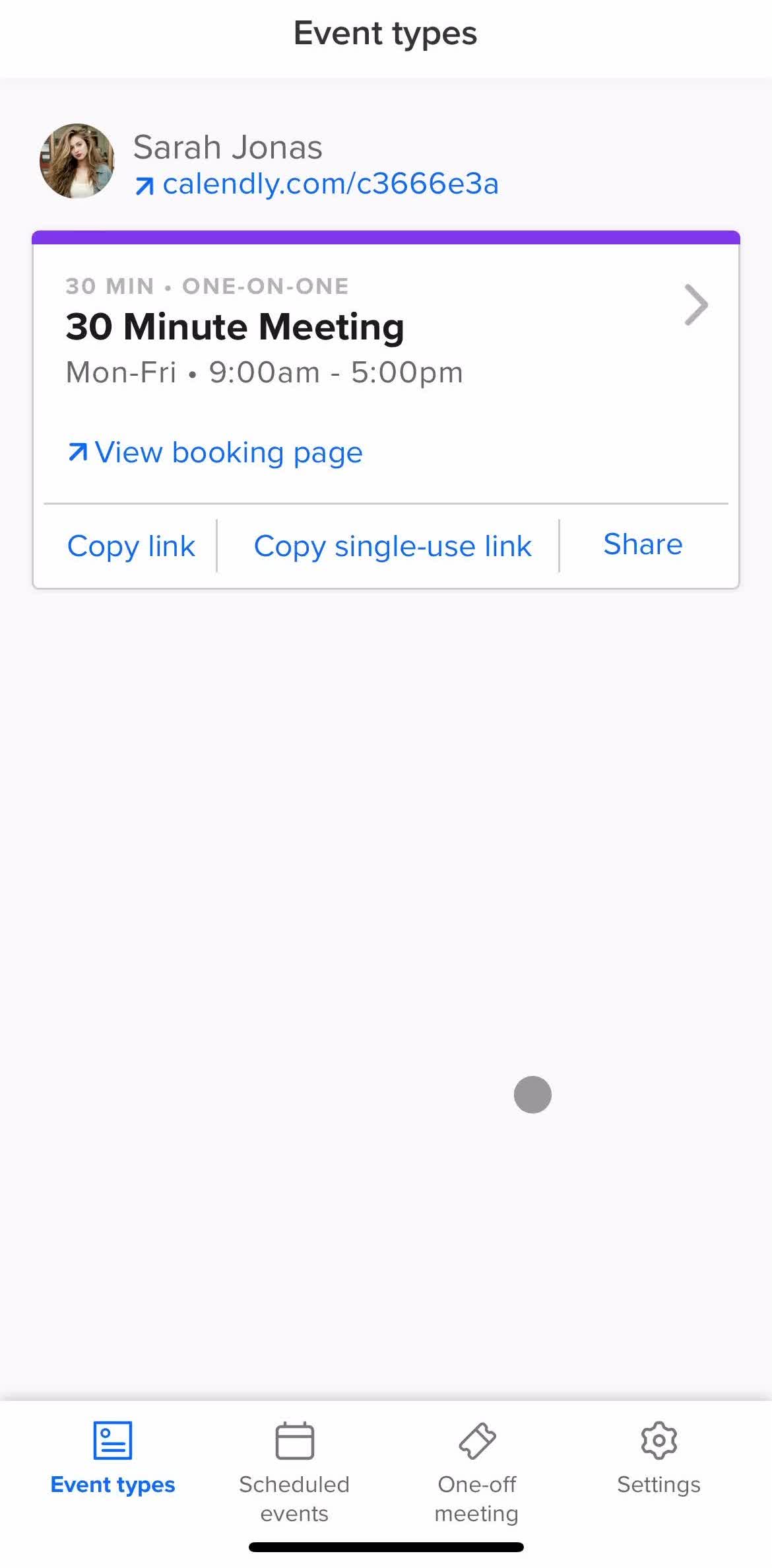 Calendly Home screen in the Help Center flow