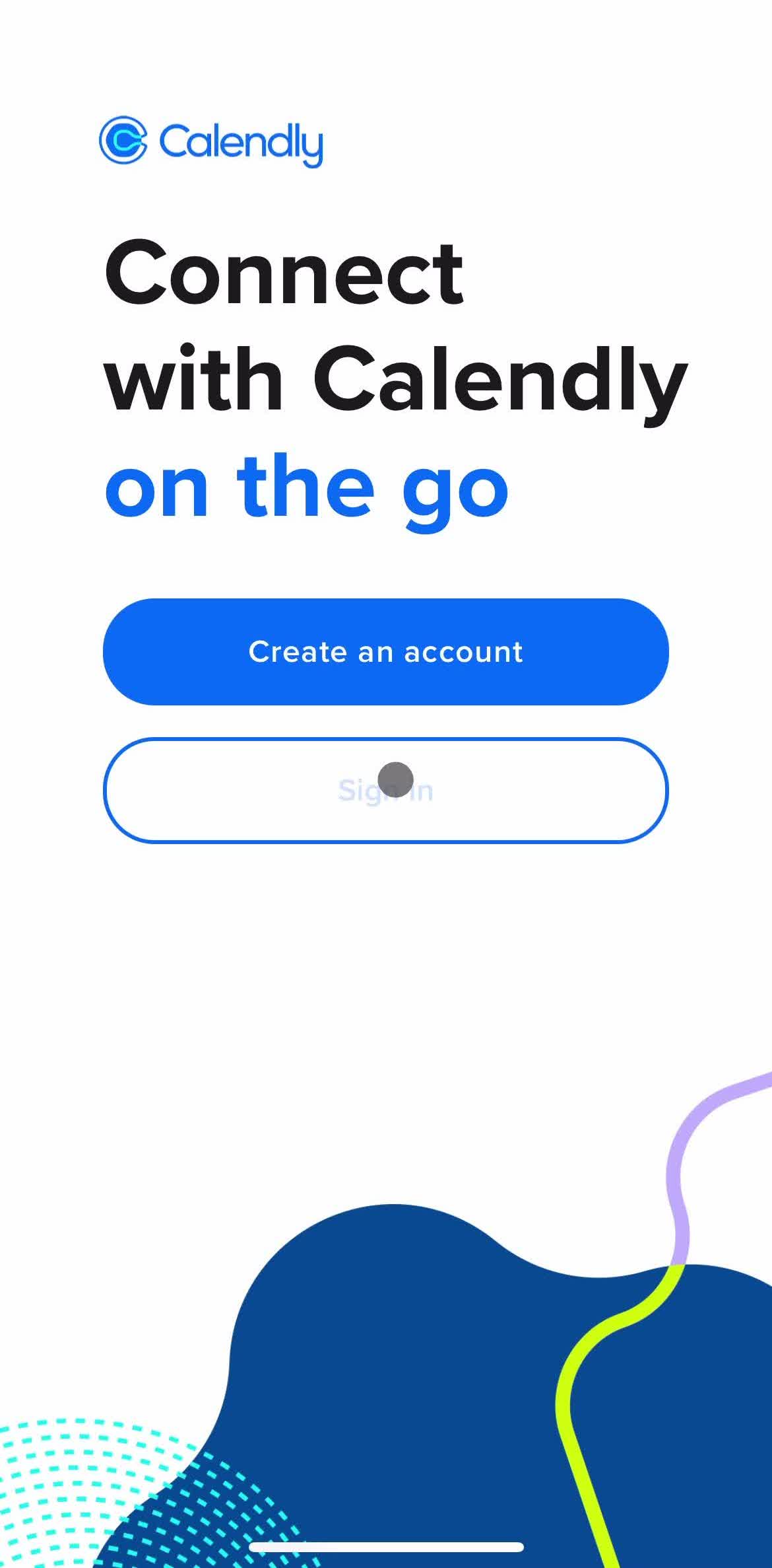 Calendly Sign in screen in the Logging In flow