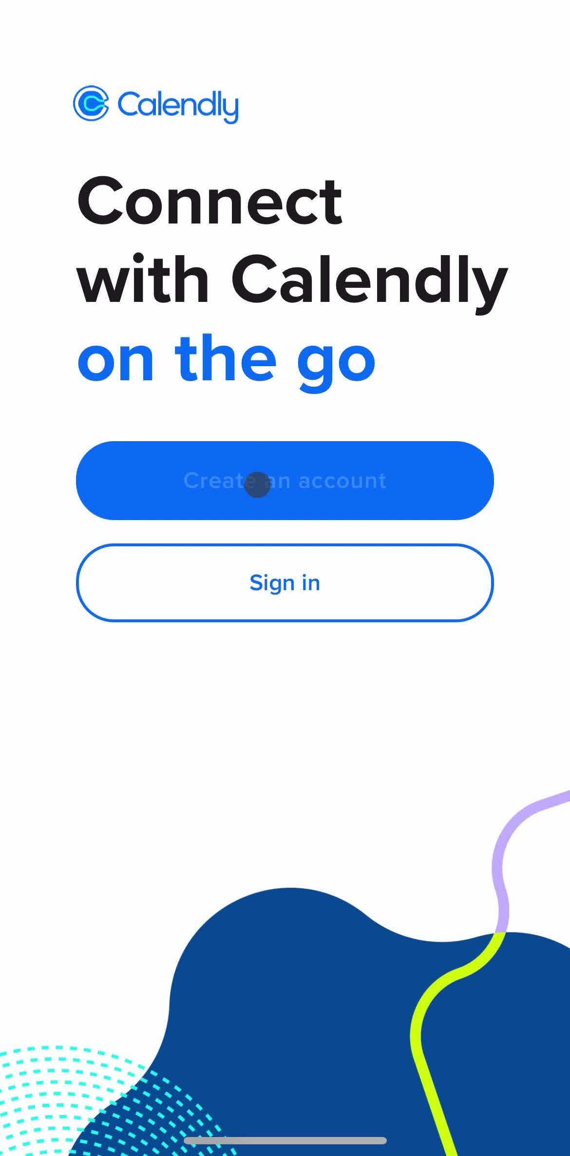 Calendly Create account screen in the Onboarding flow