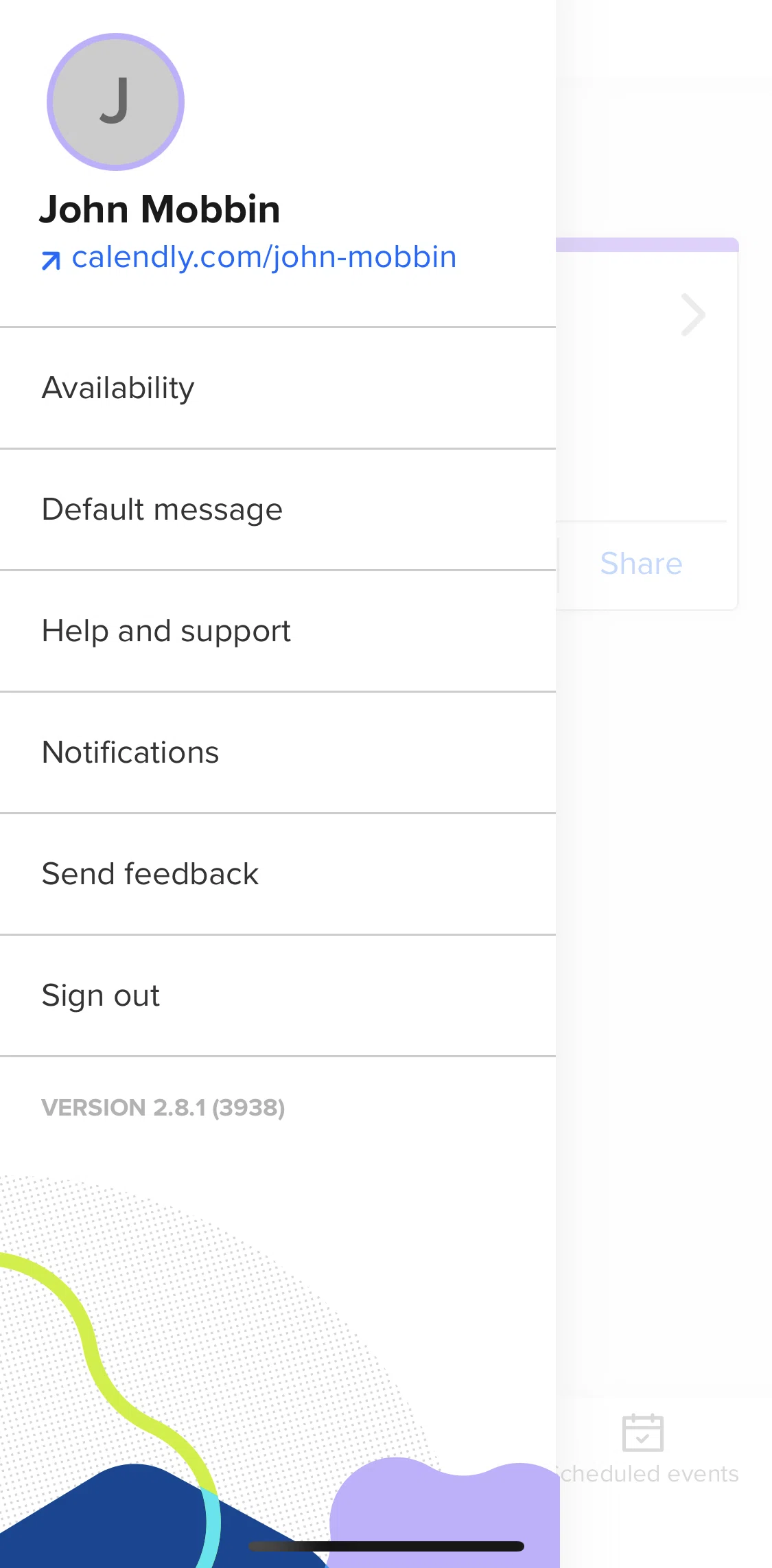 Calendly Screen screen in the Sending feedback flow