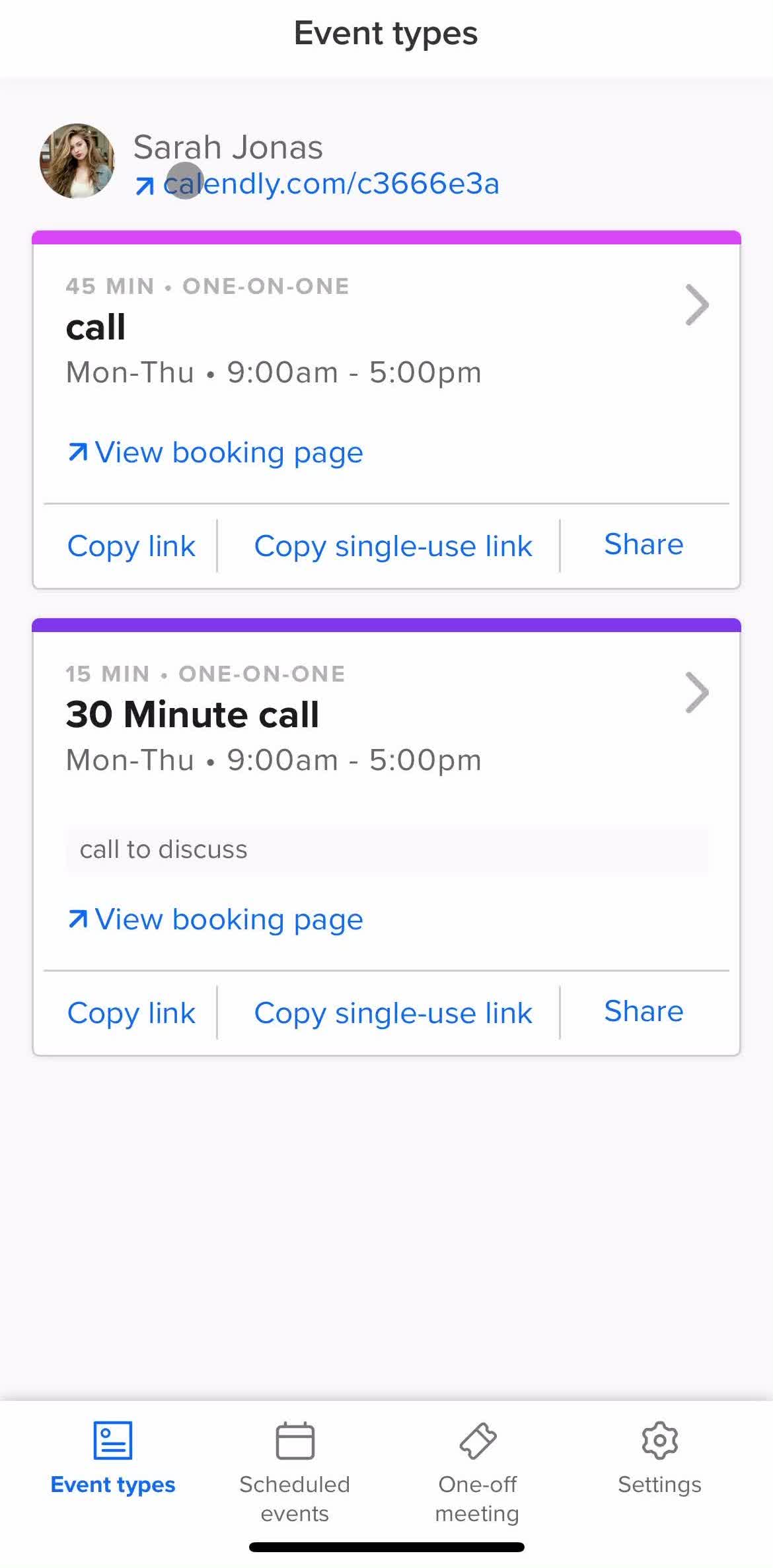 Calendly Home screen in the Upgrading Your Account flow