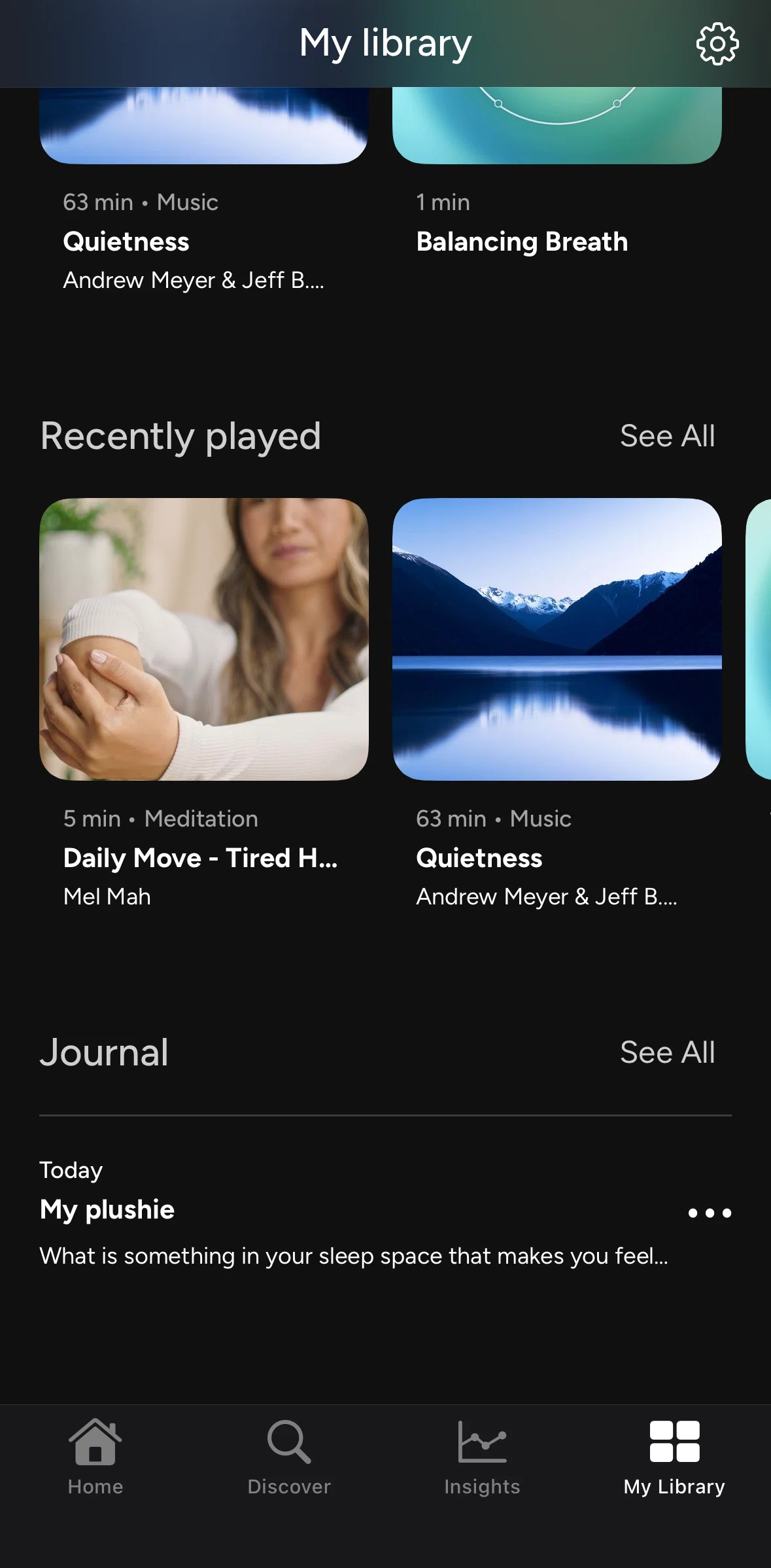 Calm Sleep Screen screen in the Journal flow