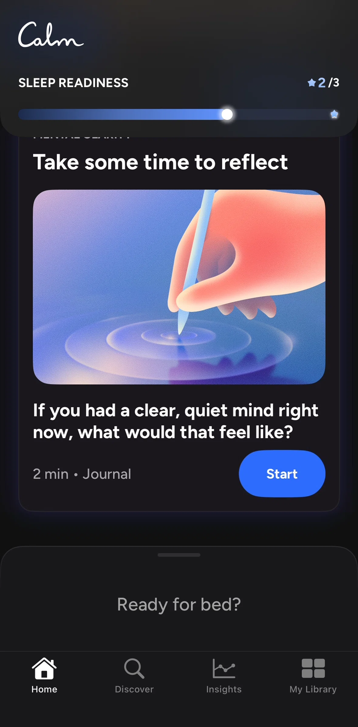 Calm Sleep Screen screen in the Playing a sleep sound (home) flow
