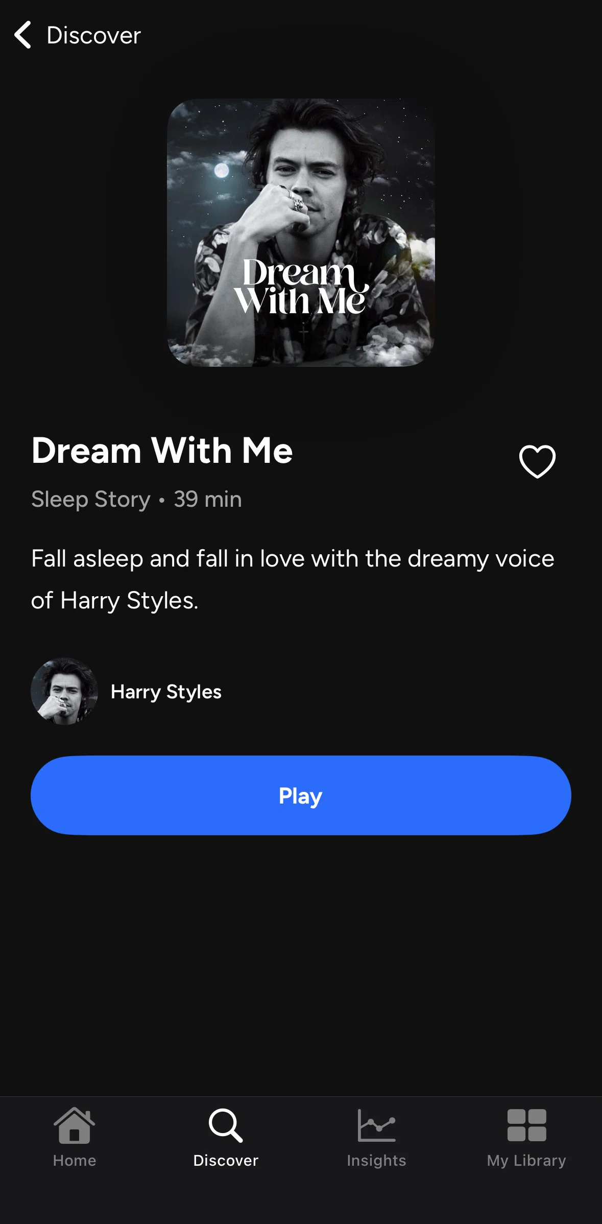 Calm Sleep Screen screen in the Playing sleep content (discover) flow