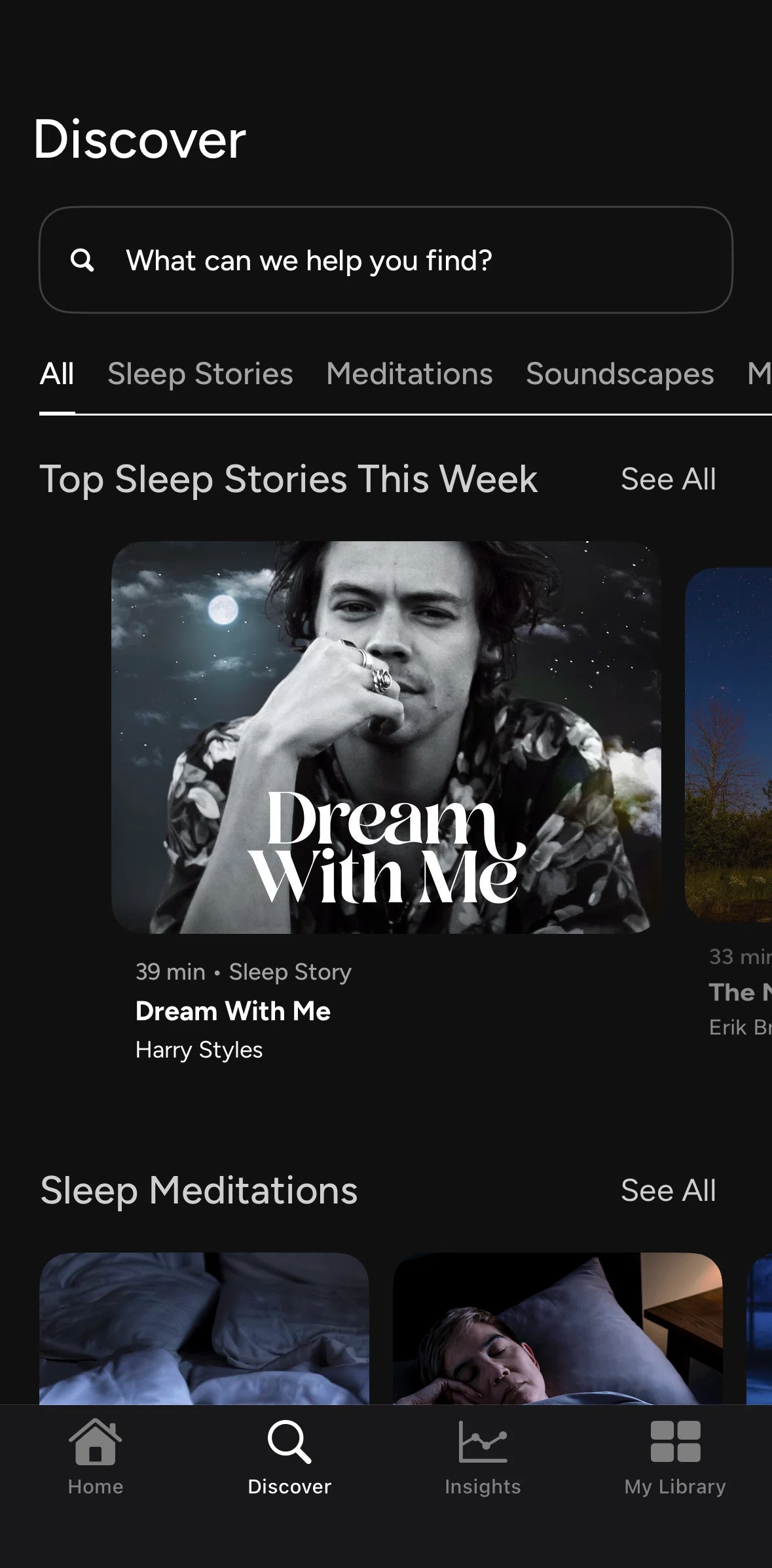 Calm Sleep Screen screen in the Sleep content detail flow