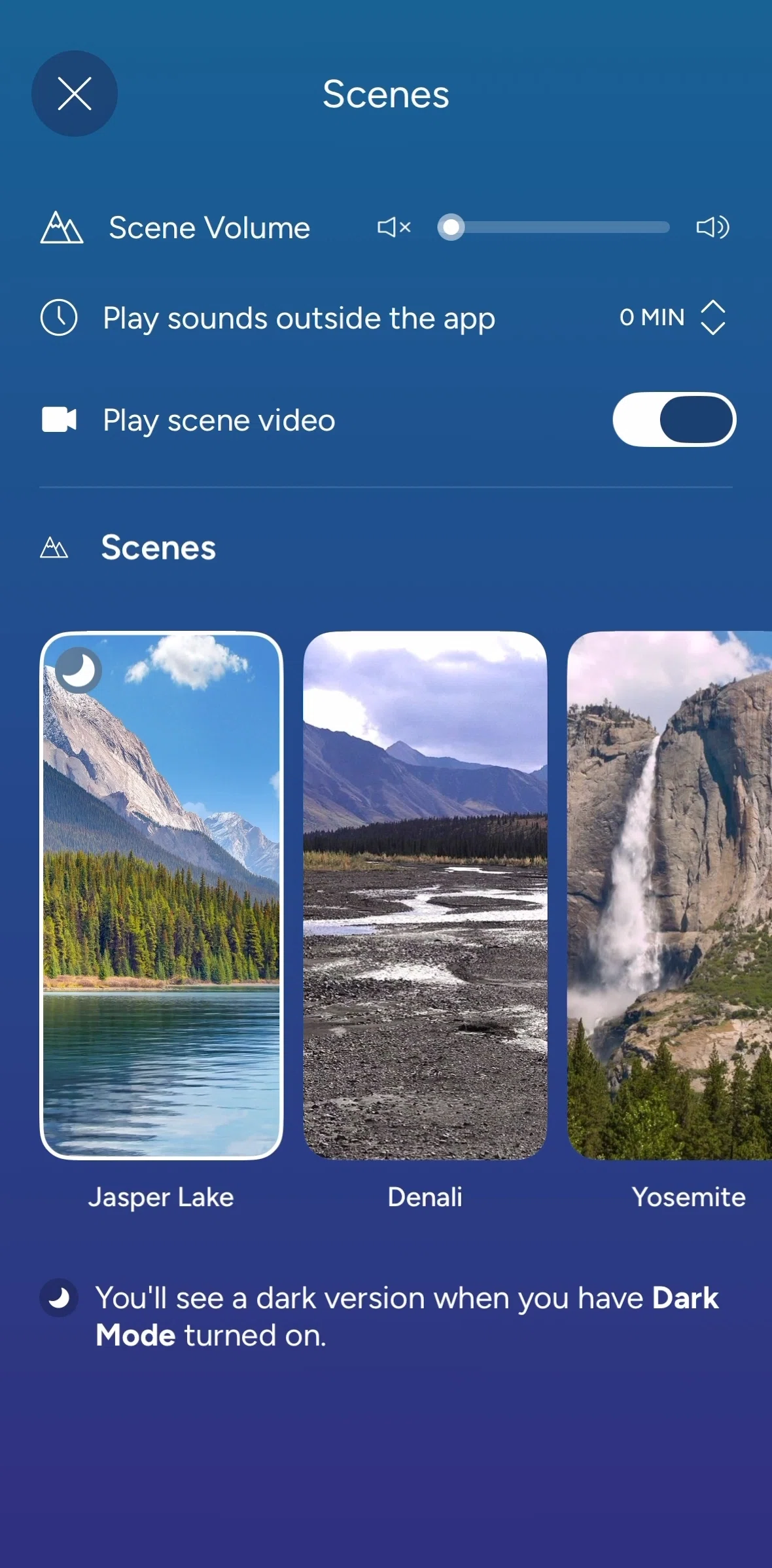 Calm Screen 1 screen in the Changing scenes flow