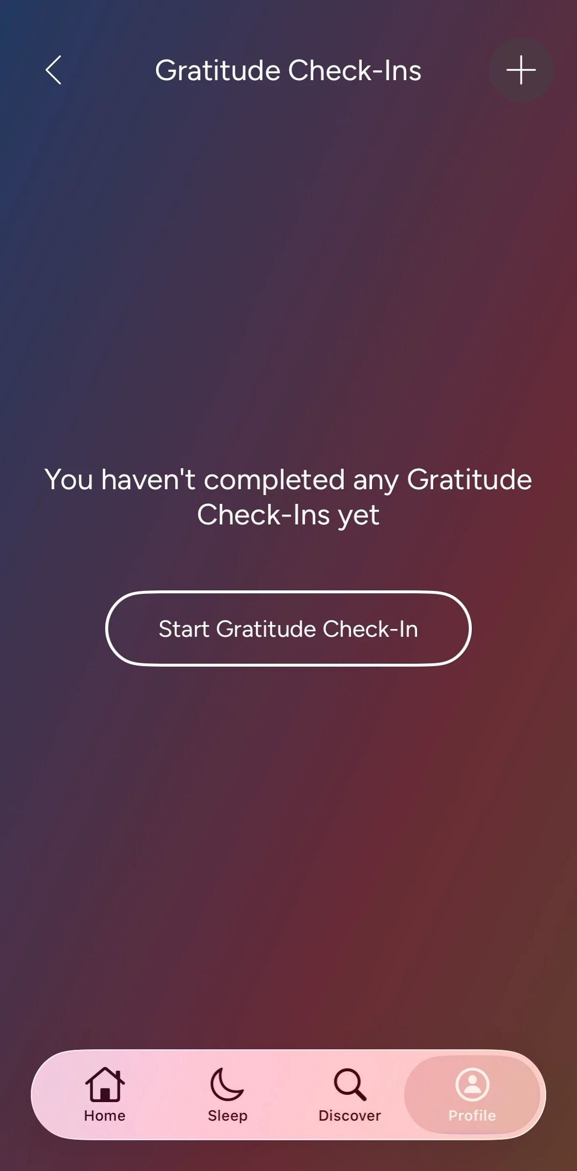 Calm Screen 1 screen in the Completing a gratitude check in flow
