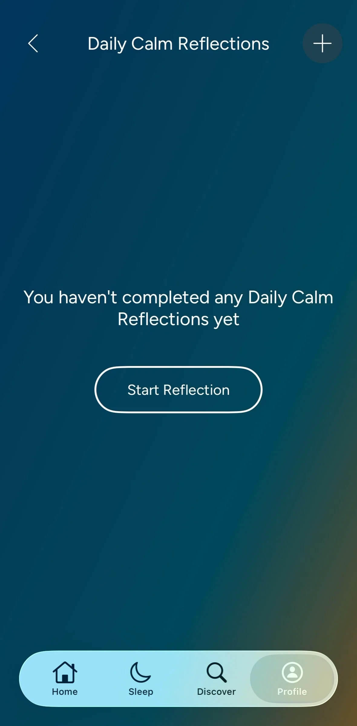 Calm Screen 1 screen in the Completing a reflection flow