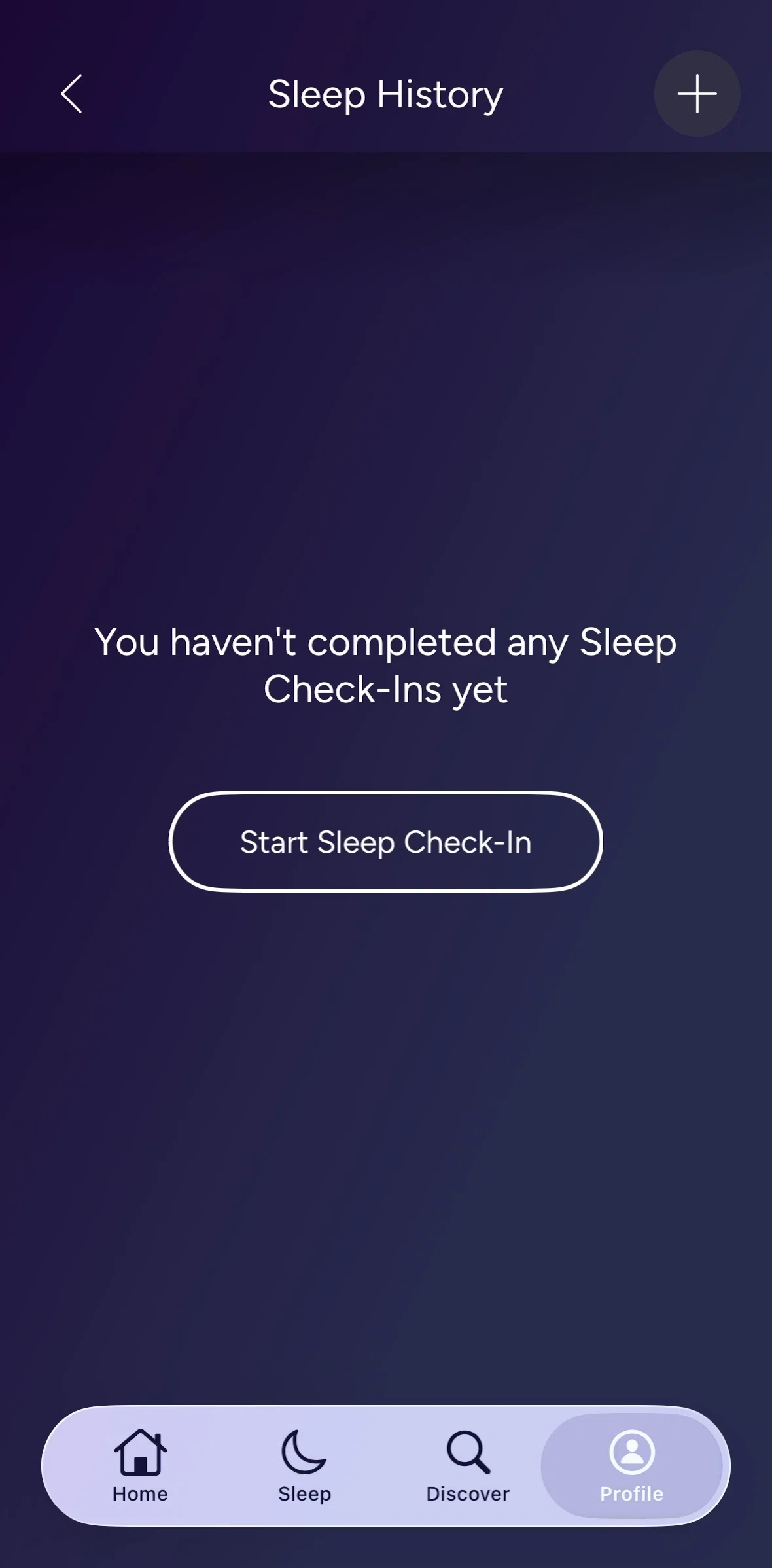 Calm Screen 1 screen in the Completing a sleep check in flow