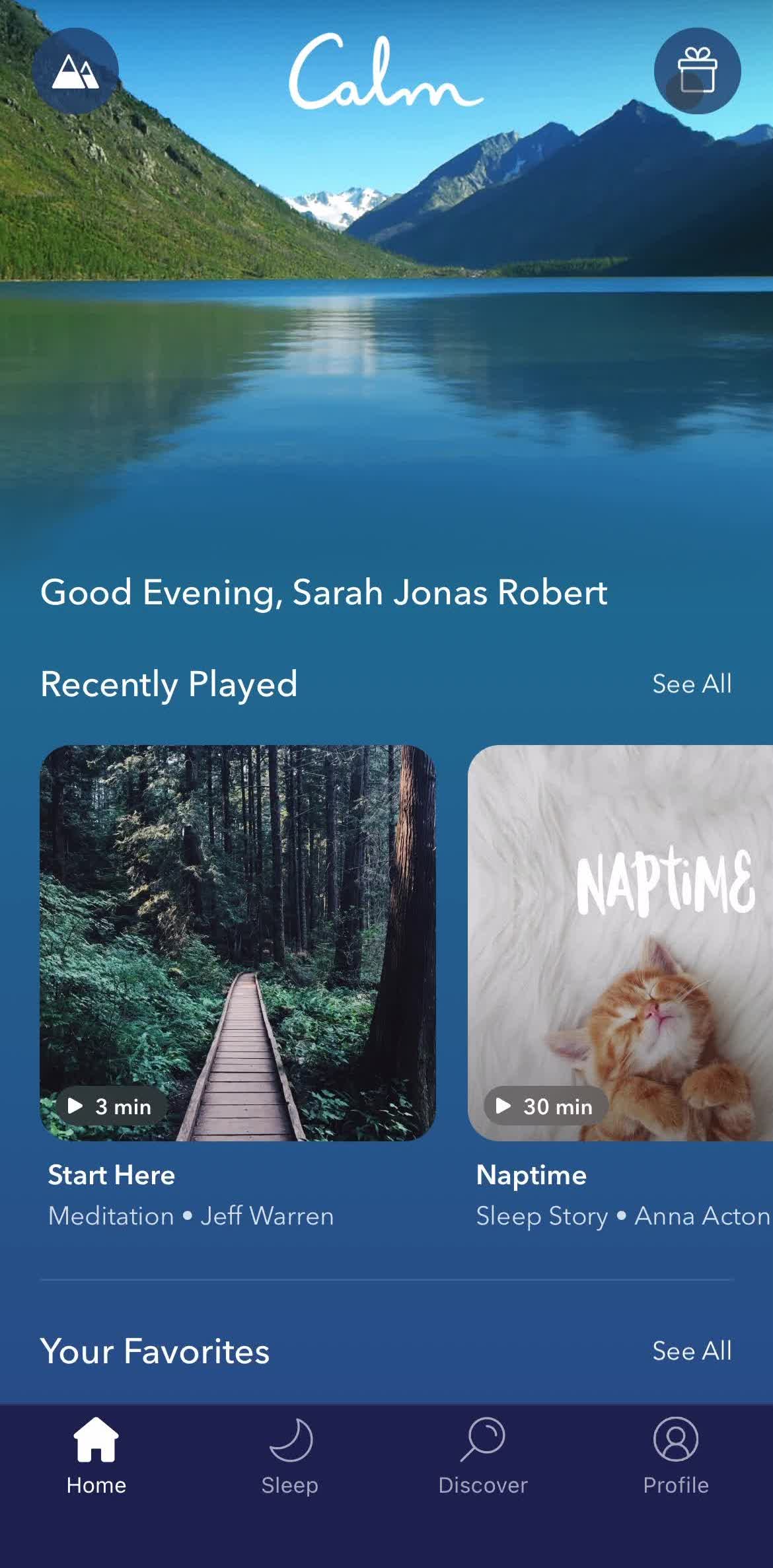Calm Home screen in the Inviting People flow