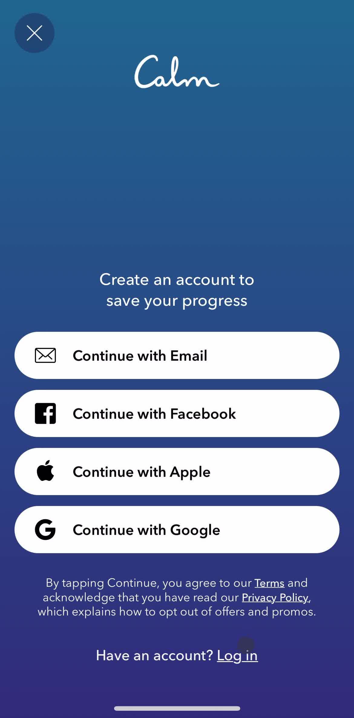 Calm Logging In preview