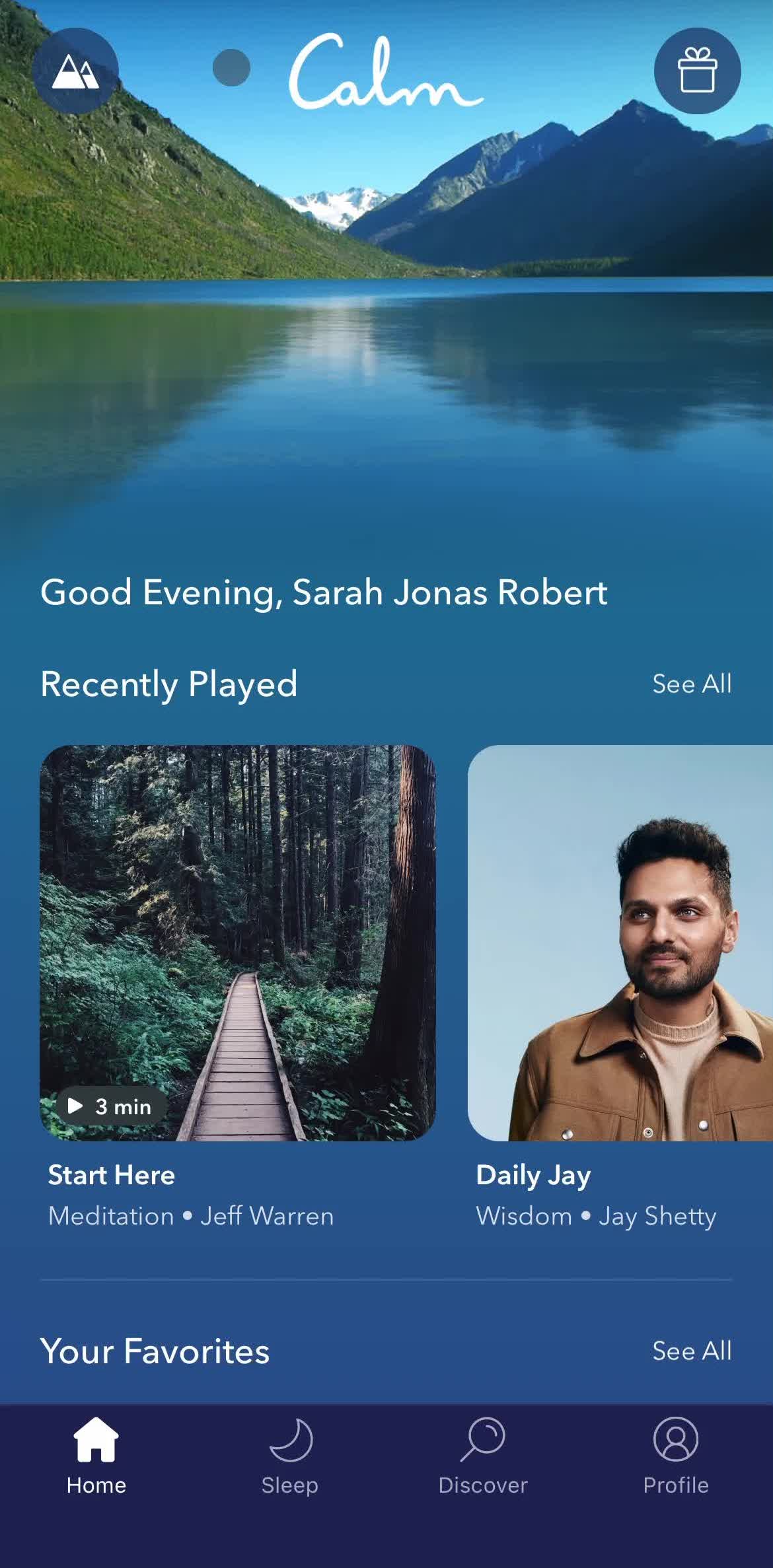 Calm Home screen in the Saving flow