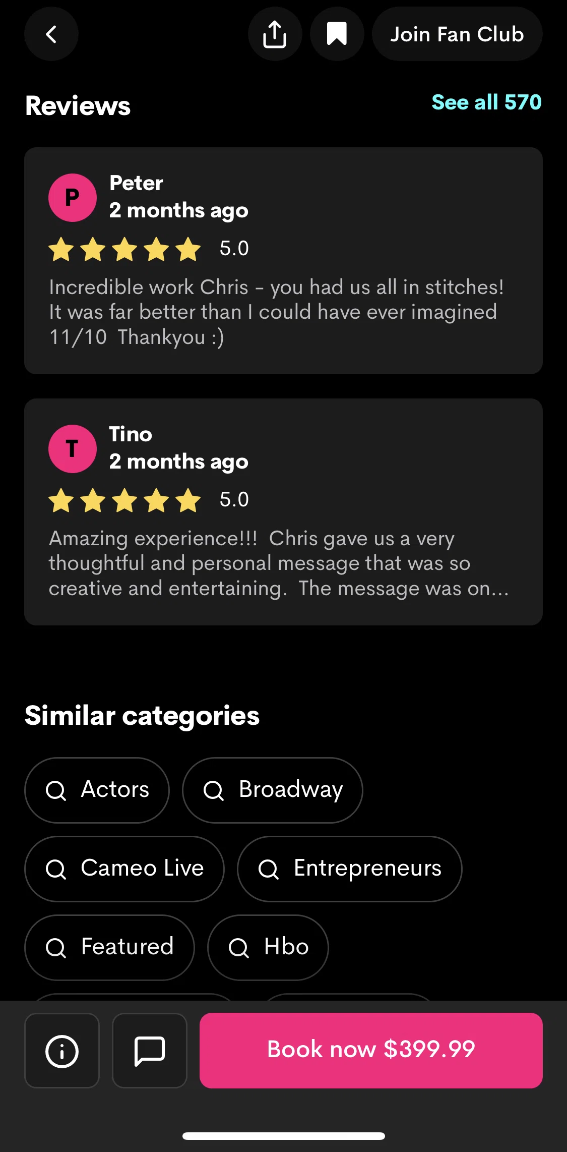 Cameo Screen screen in the See all reviews flow