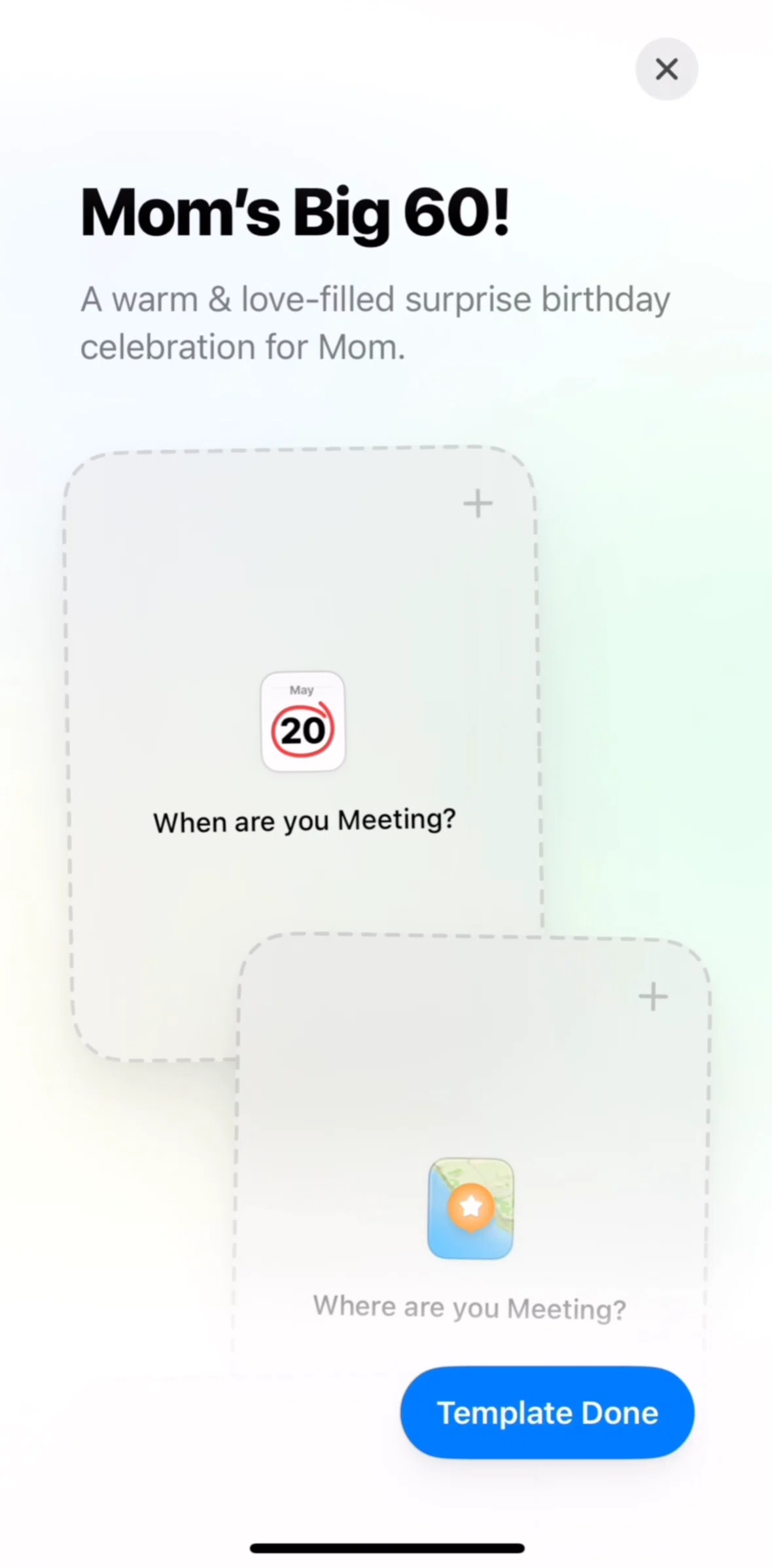 Canopi Screen screen in the Adding a date flow