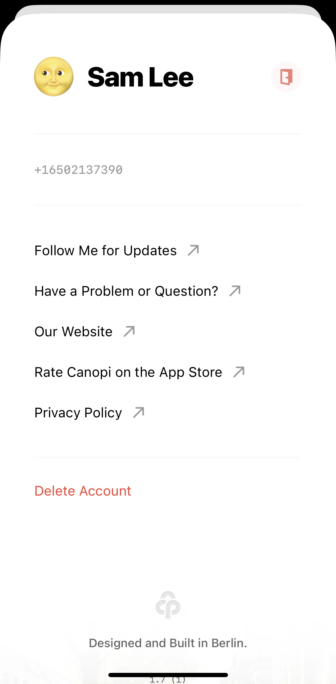 Canopi Screen screen in the Updating profile picture flow